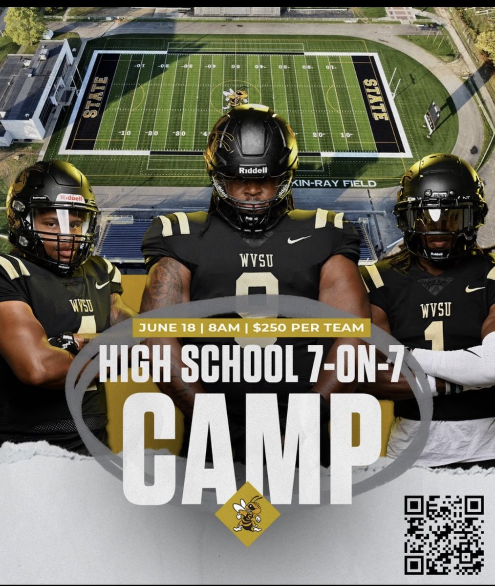 Camp dates <a href="/WvsuFootball/">WVSU Football</a>  <a href="/CoachPenn/">John Pennington</a>  <a href="/JasonPratt89/">Jason Pratt</a> 
Scan the QR code 
Camp season 🐝🐝🏈🏈
