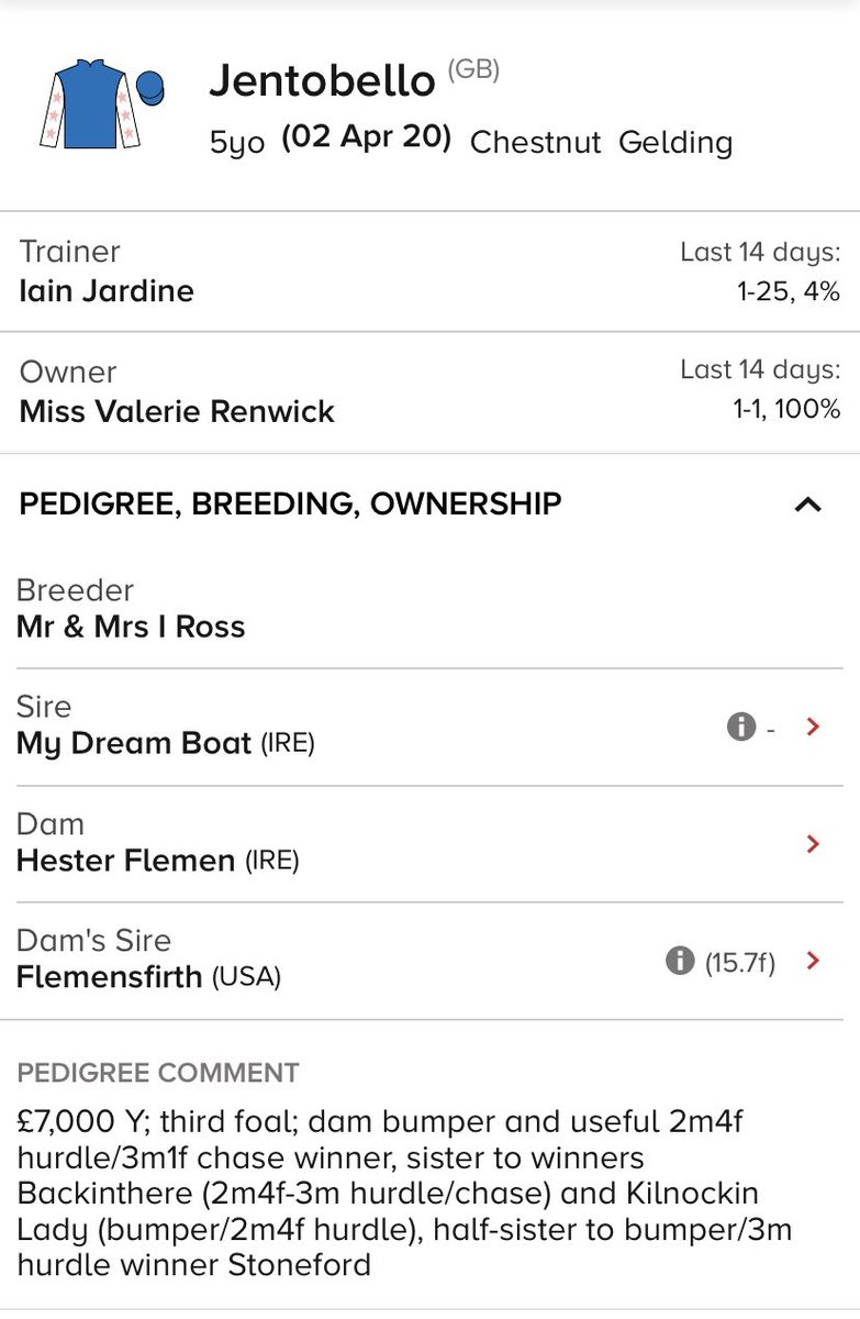 Exciting to see Hester Flemen having a winner yesterday, her memory lives on. Well done Jentobello and connections <a href="/jardineracing/">Iain Jardine Racing</a>