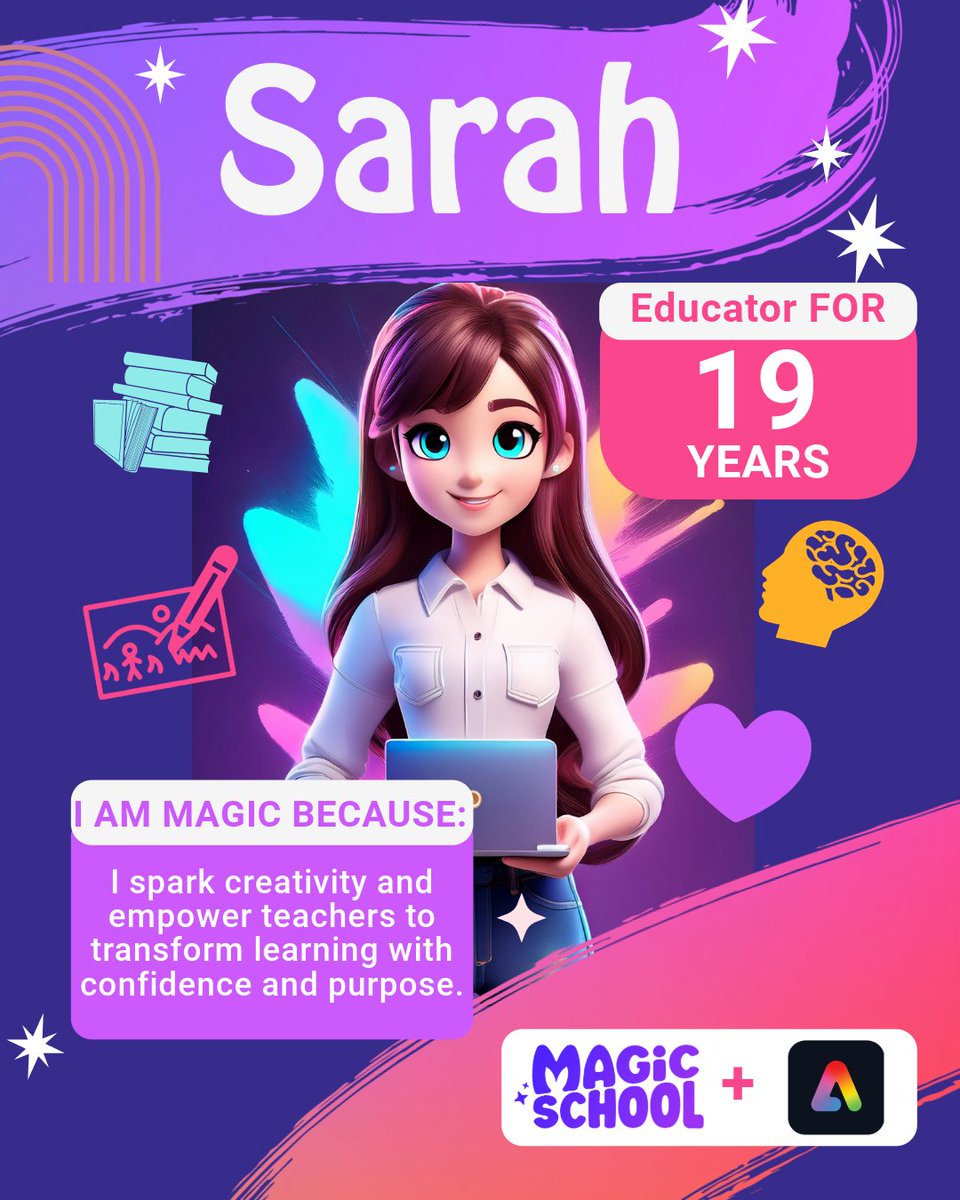 JacxonTECH's tweet image. I had to get in on the Teacher Appreciation Week Fun!!!!
I love being an EDUCATOR!  💜

▶Click the link to REMIX your own and show the world what makes you pure Magic! lnkd.in/gJCgcg6k

#Magicschool #AdobeForEdu #TeachersAreMagic25 #TeacherAppreciation @katyisd