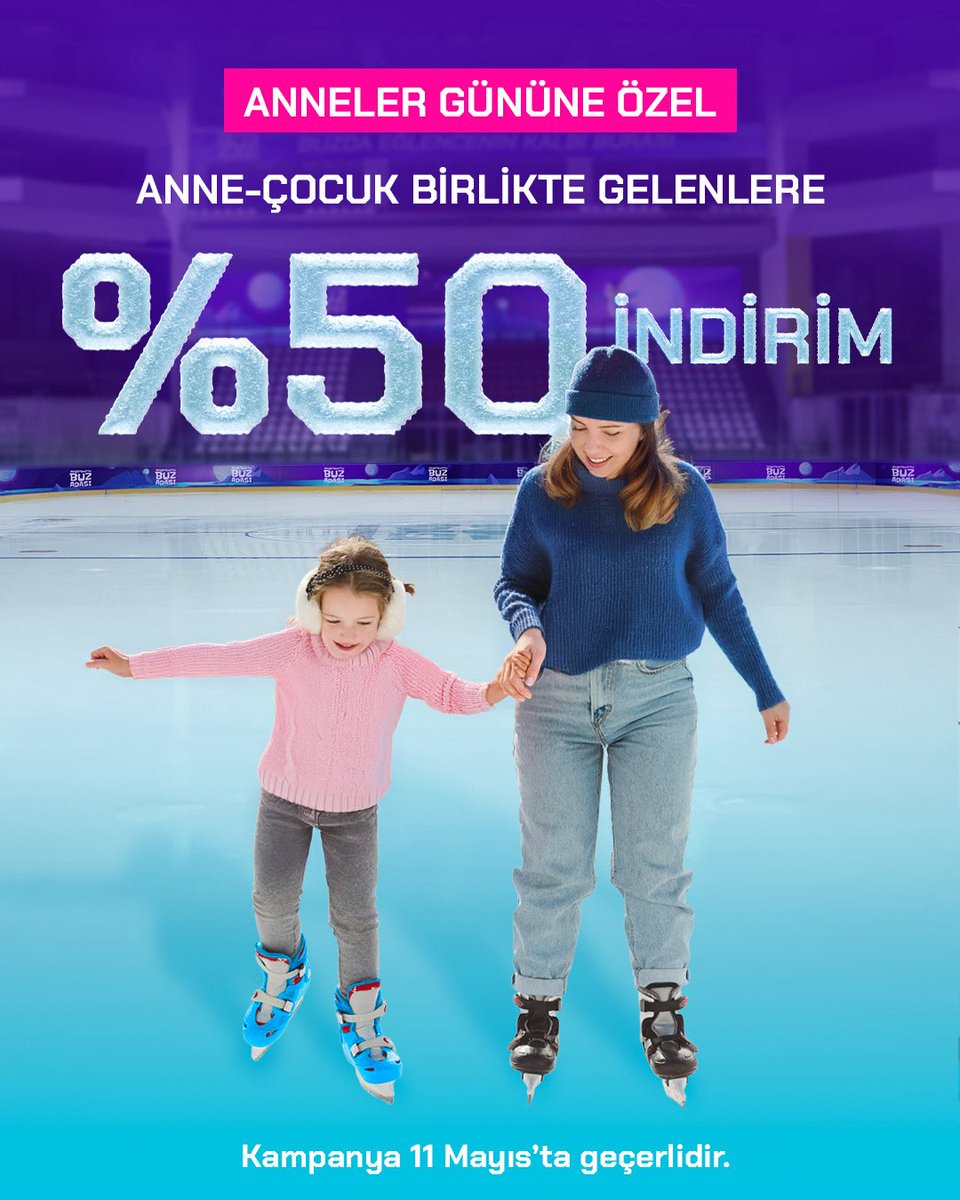 Anneler Günü’ne özel %50 indirim Buz Adası’nda!
Bu heyacan anne-çocuk birlikte katılın, Anneler Günü’nün tadını yarı fiyatına çıkarın.