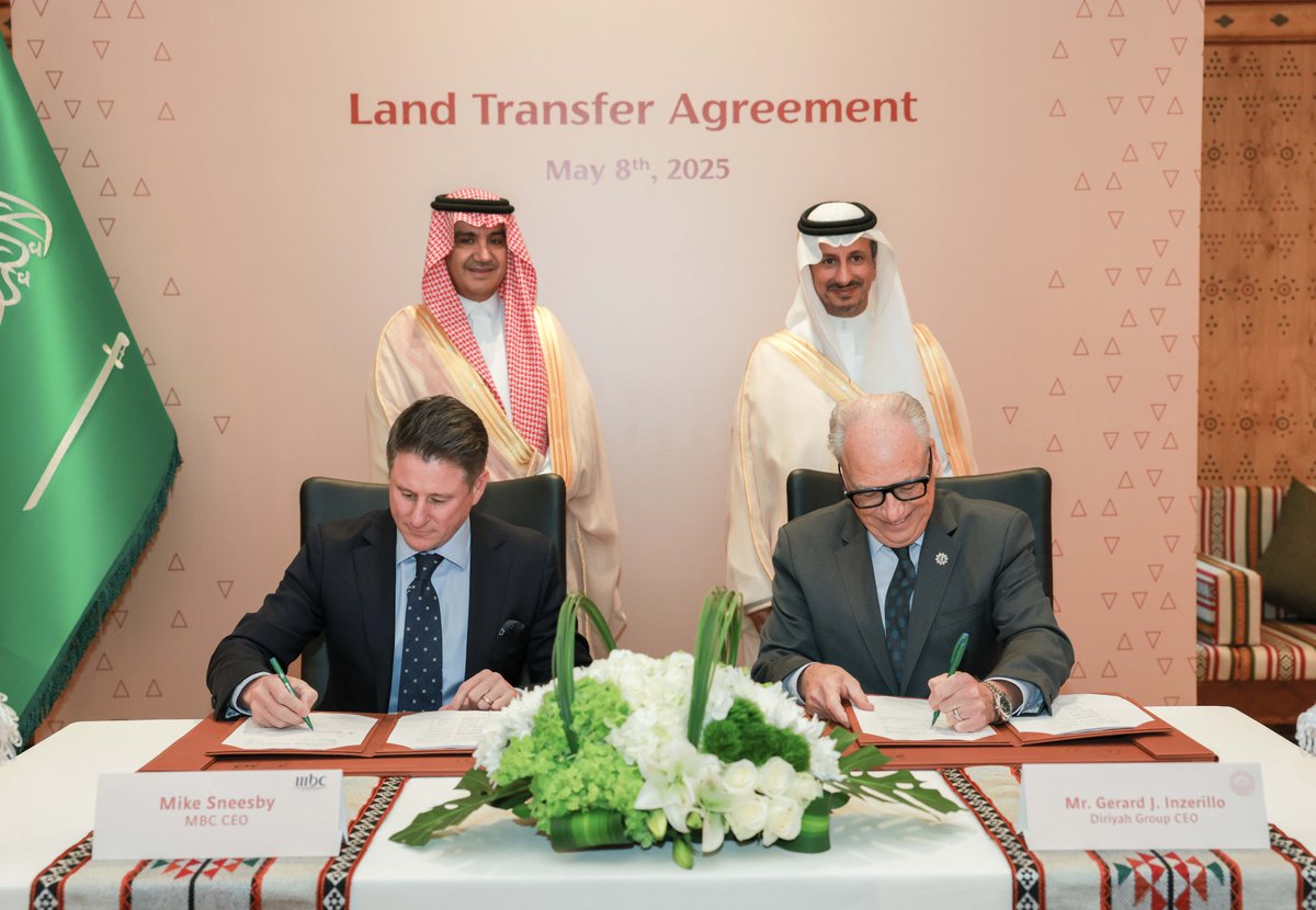 MBC GROUP and Diriyah Company sign land transfer agreement to develop brand-new MBC headquarters in Diriyah

MBC Group signed today  a land transfer agreement with Diriyah Company to develop the Company’s brand-new headquarters in Diriyah, The City of Earth, and the birthplace of