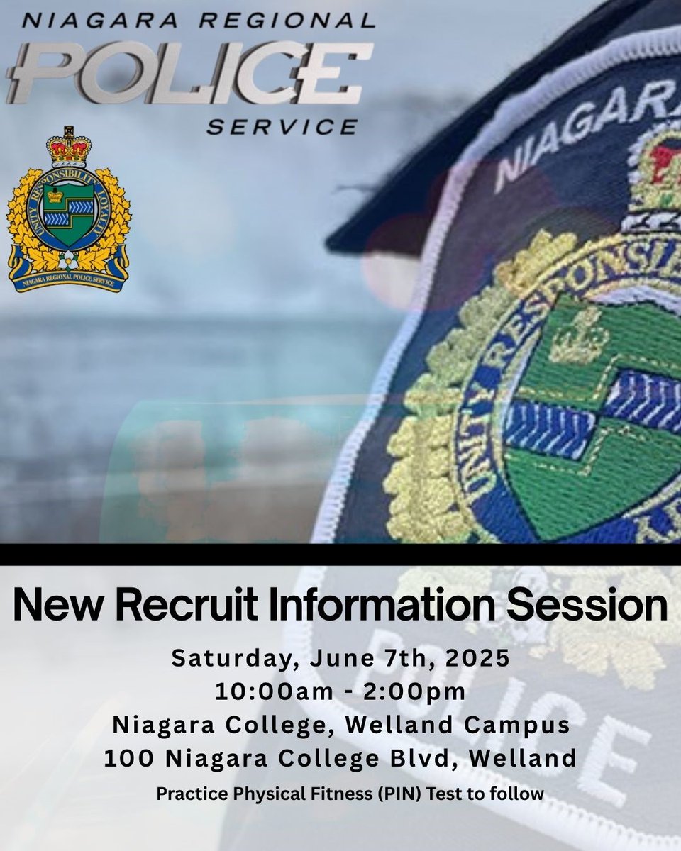 Join us on Saturday, June 7th, from 10 AM to 2 PM at the Niagara College campus in Welland for our New Recruit Information Session!