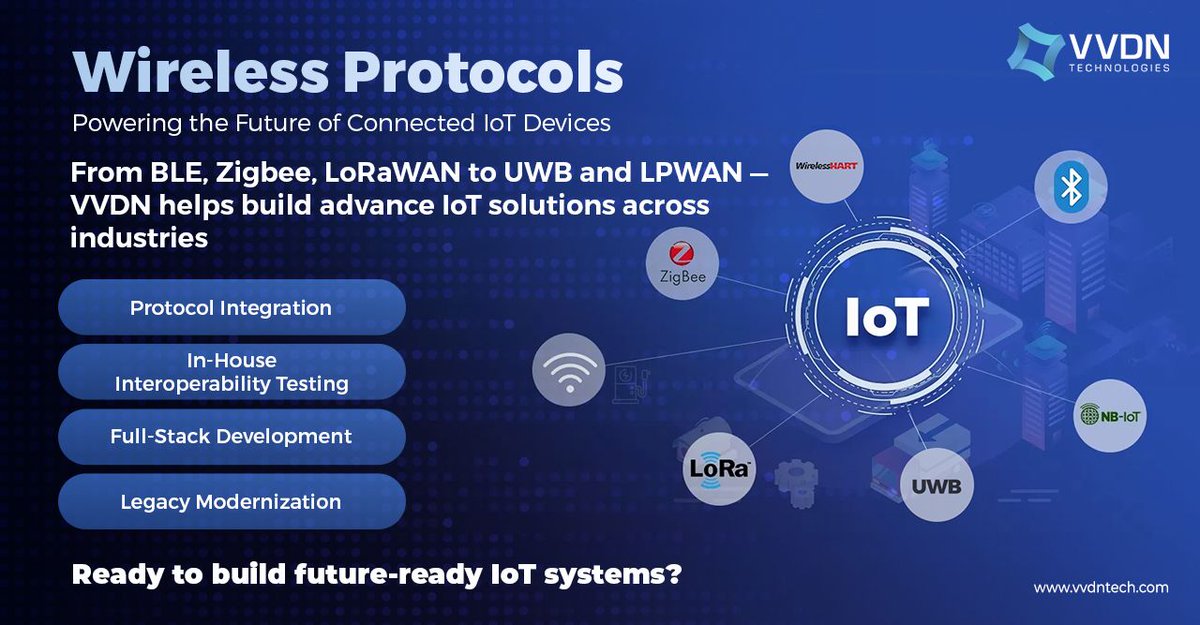 vvdn_tech's tweet photo. At VVDN, we help build next-gen IoT solutions by integrating the right wireless protocols—BLE, Zigbee, UWB, LoRaWAN &amp; more—for secure, efficient, and scalable connectivity.
https://t.co/g4TMFIuW4K

#IoT #WirelessTech #SmartConnectivity #VVDN #EdgeToCloud #ProtocolIntegration https://t.co/kNktqwsi46