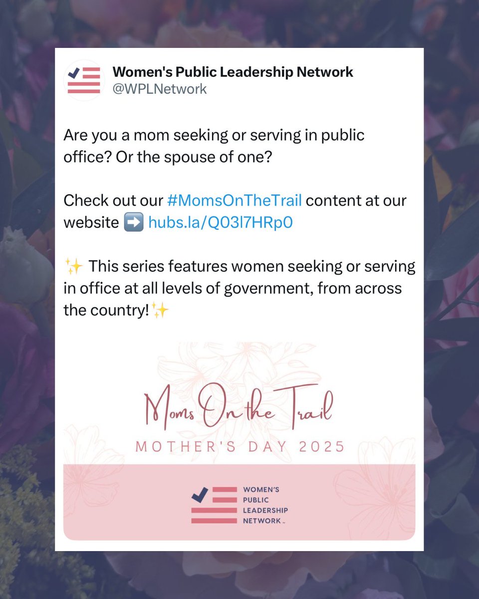 WPLN seeks to empower women to lead — including moms.

If you're a mom who's interested in running for office or currently serving in office, check out all our #MomsOnTheTrail content at our website!

💌: hubs.la/Q03lylVX0