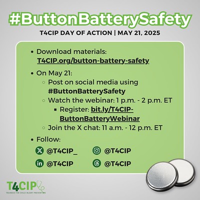Missouri AAP (@missouriaap) on Twitter photo #ButtonBatterySafety Day of Action is May 21, 2025! There are a few ways you can participate:
1. Join the X chat 11 a.m.-noon ET
2. Register/join the webinar at 1 p.m. ET: bit.ly/T4CIP-ButtonBa…
3. Download materials (more to come!): t4cip.org/button-battery…
Follow <a href="/T4CIP_/">T4CIP (Trainees for Child Injury Prevention)</a> #ButtonBatterySafety Day of Action is May 21, 2025! There are a few ways you can participate:
1. Join the X chat 11 a.m.-noon ET
2. Register/join the webinar at 1 p.m. ET: bit.ly/T4CIP-ButtonBa…
3. Download materials (more to come!): t4cip.org/button-battery…
Follow <a href="/T4CIP_/">T4CIP (Trainees for Child Injury Prevention)</a>