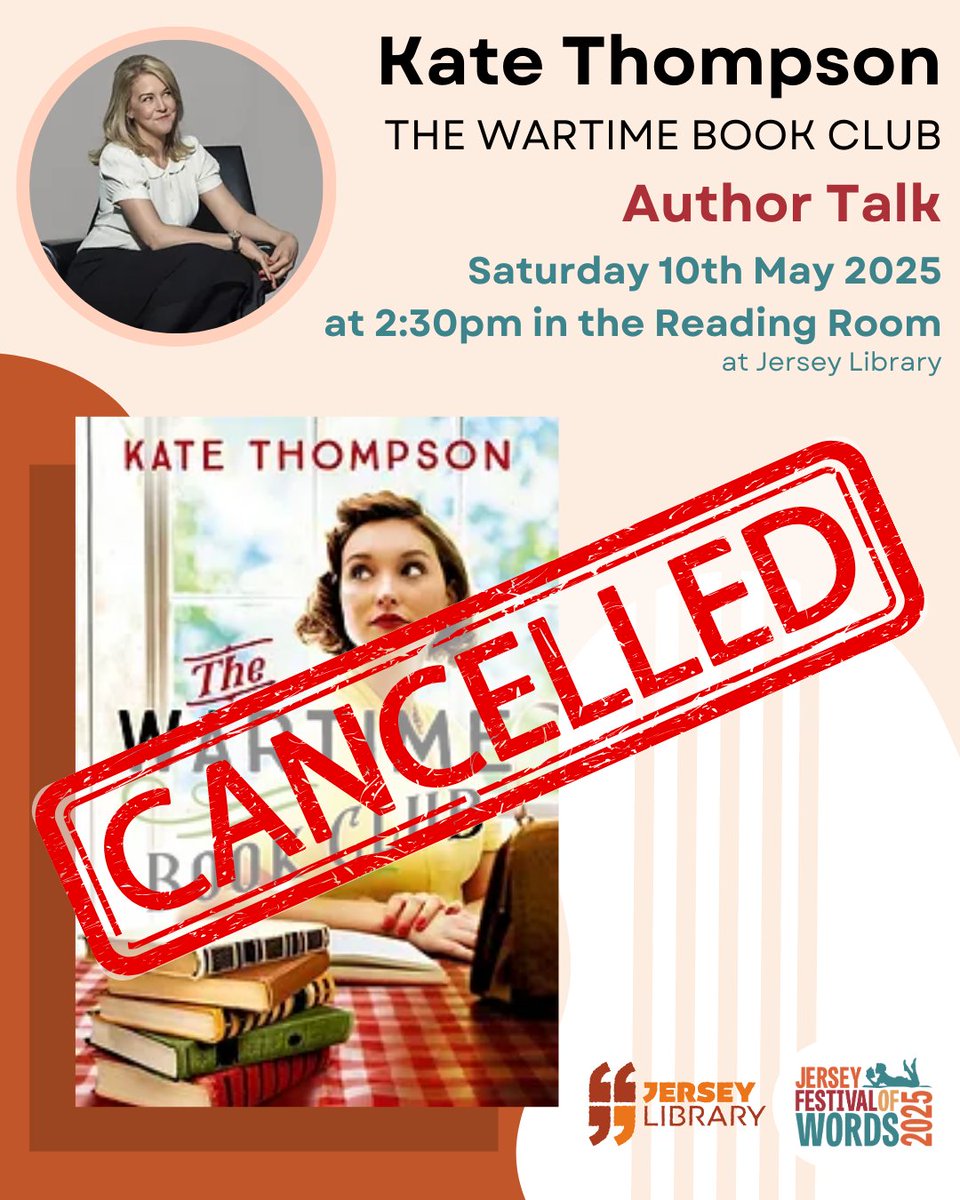Unfortunately, Kate Thompson has had to cancel her greatly anticipated talk. We apologise for the disappointment this will cause.

Jersey Library are hosting a range of talks to celebrate Liberation 80, more details of which can be found at : ticketsource.co.uk/whats-on?q=jer…