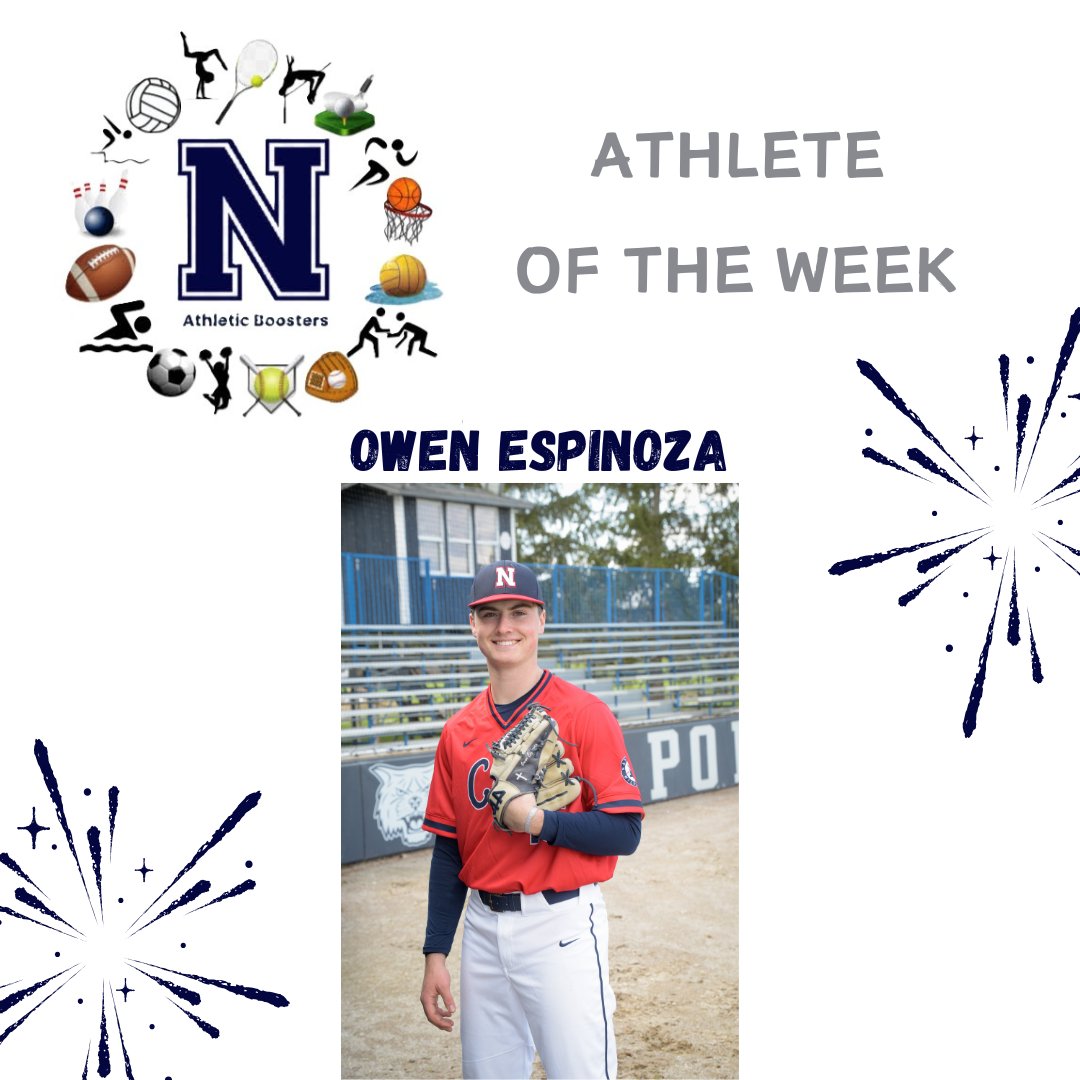 ATHLETE OF THE WEEK, May 5: Owen Espinoza, Baseball: 7.0 IP, 4 H 0 R, 5 K’s, 0 BB (vs. Clay) 2-7, 2 Singles
