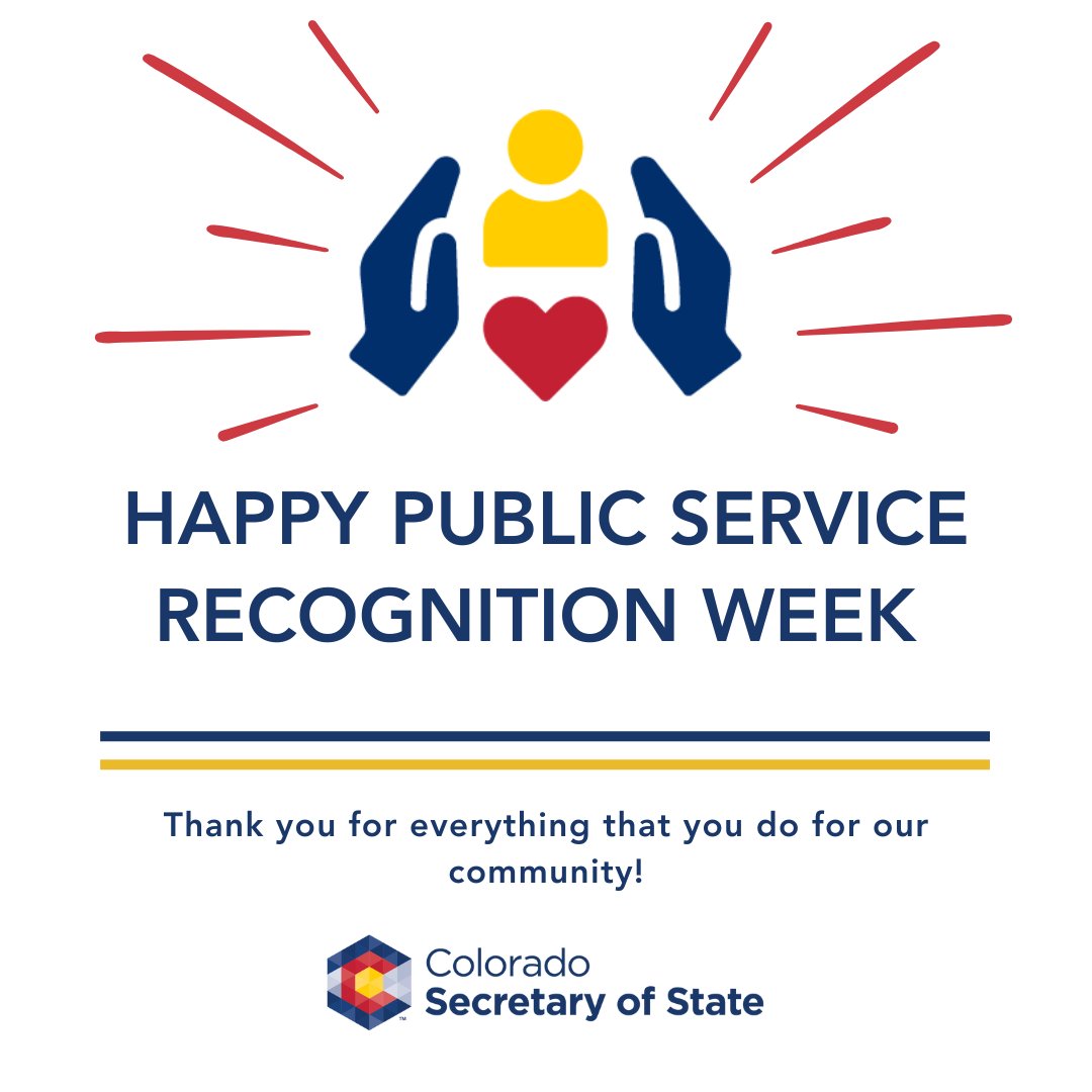 Happy Public Service Recognition Week! We honor the 150+ dedicated civil servants at CDOS and the 2 million people who serve our nation as federal, state, county, local, and tribal government employees. We thank these public servants for their dedication to improving our lives.
