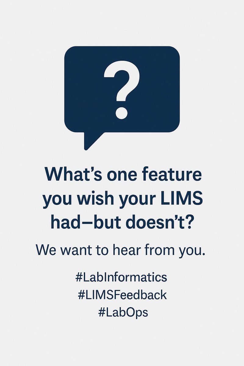 CSolsInc's tweet image. 💬 What’s one feature you wish your LIMS had—but doesn’t?
We want to hear from you.
#LabInformatics #LIMSFeedback #LabOps