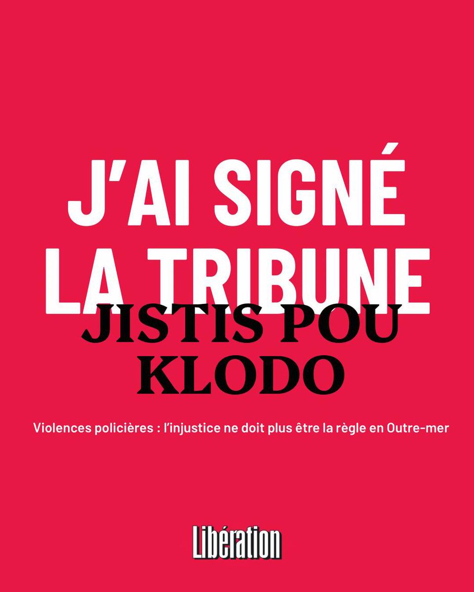 Violences policières : l’injustice ne doit plus être la règle en Outre-mer.

Justice pour Claude Jean-Pierre ! 

Il est temps ! 

Retrouvez notre tribune : liberation.fr/idees-et-debat…
