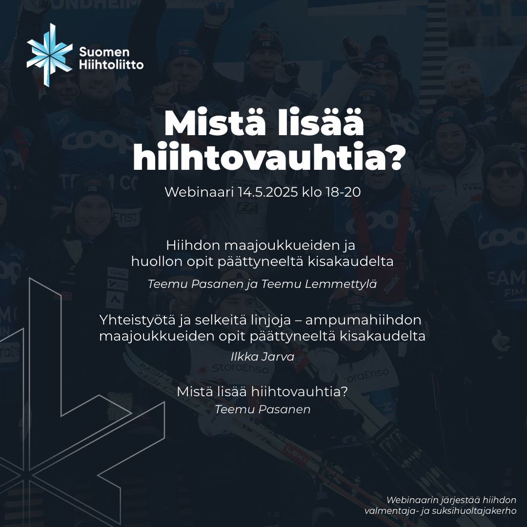 Ilmoittaudu mukaan, niin saat linkin webinaariin. 

suomisport.fi/events/56b524a…