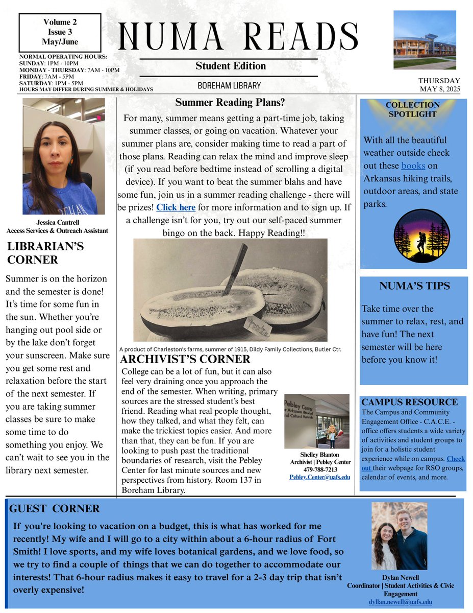 uafslibrary's tweet photo. The newest edition of the Student Numa Reads Newsletter is hot off the press! As usual click the link below to access the pdf and links found in the newsletter.

https://t.co/iwwMER2M2M https://t.co/pXD1zgZ2lX