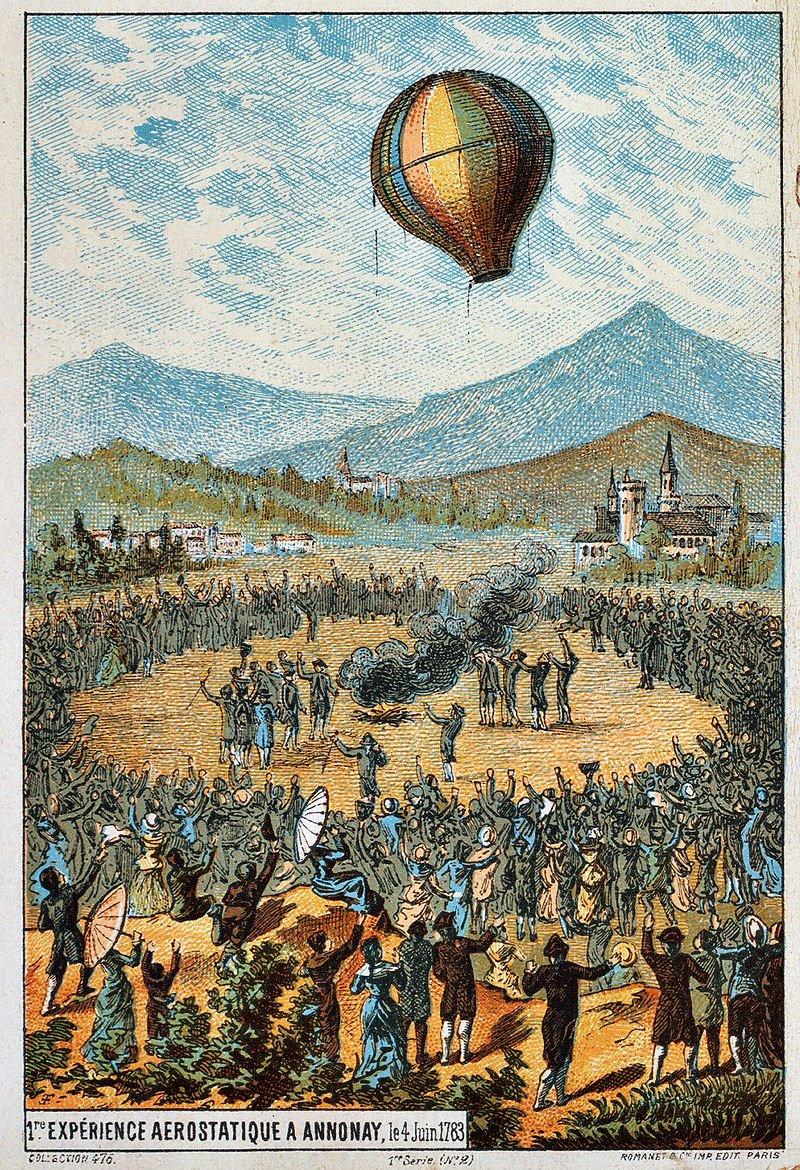 4 de Junio de 1783 durante una exhibición pública, los hermanos Montgolfier, consiguen elevar una bolsa de lino llena de aire caliente a una altura de unos 1500 metros y hacer que recorra 2 kilómetros. #Efemérides