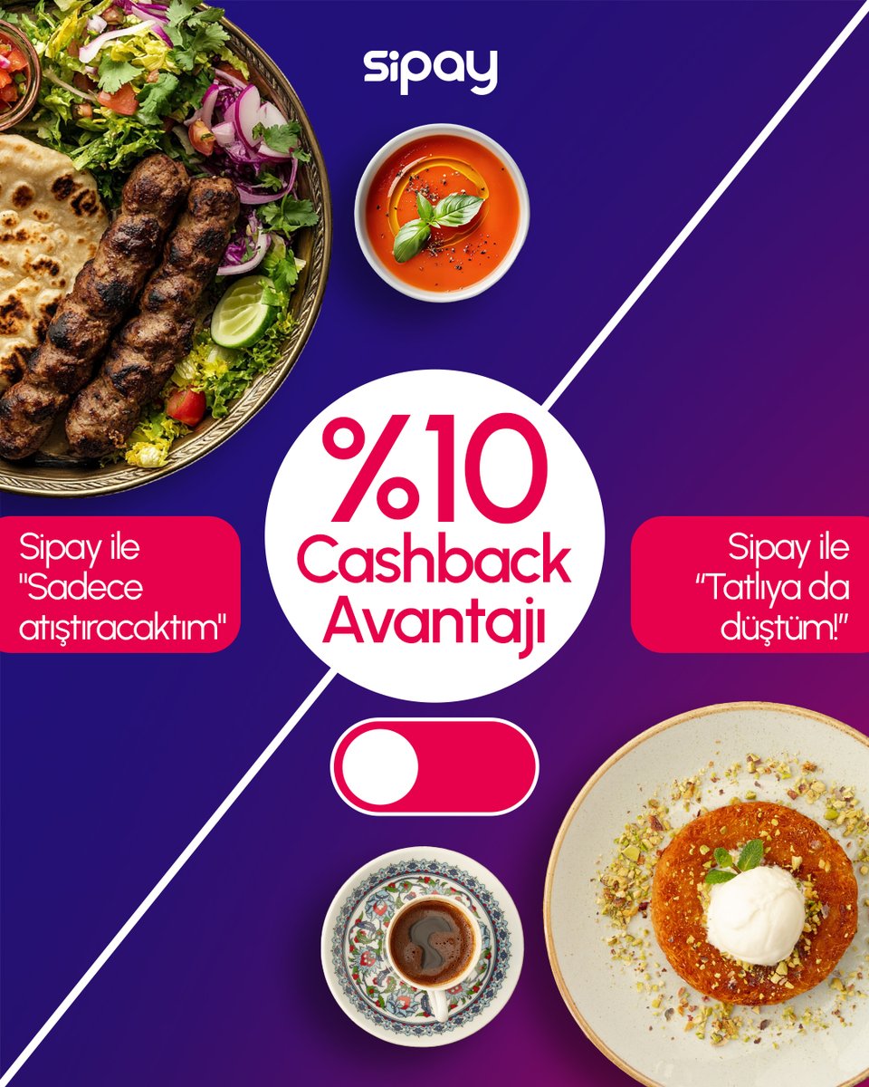 Yemeğini ye, Cashback'ini kap!
Sipay Card ile kafe ve restoran harcamalarında %10 iade fırsatını kaçırma. Lezzetli kazançlar seni bekliyor! 

#SipayLezzet
