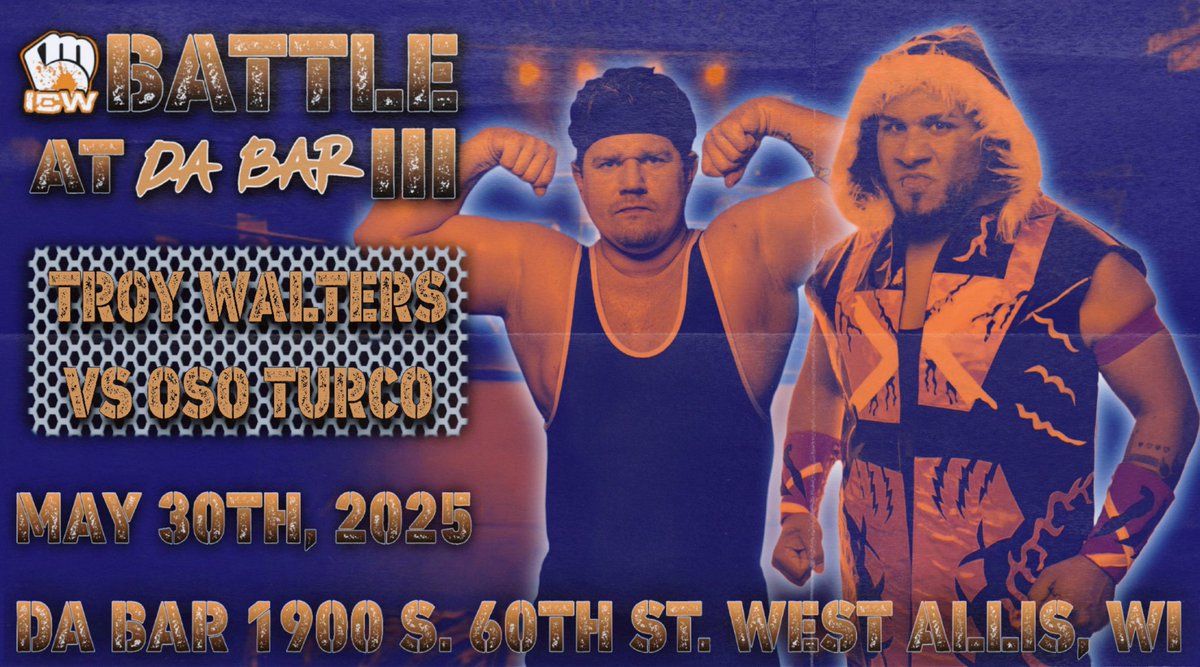 ICWMKE's tweet image. 馃毃MATCH ANNOUNCEMENT馃毃
After Tensions Between The Two Began During The Midwest Championship Gauntlet, Troy Walters & Oso Turco Will Go One on One May 30th at Battle at Da Bar 3!
