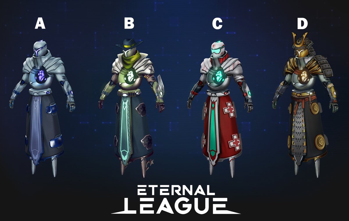 Which of these Eternal League skins is your top choice? 👇

A) Arcane Monk
B) Cowboy Sentinel
C) Watcher
D) Mamoru
Comment your pick &amp; join the community:
👉 discord.gg/fpEME5R524
***
#EternalLeague #NFTGaming #Web3Games #CharacterSkins #GamePoll #GamingCommunity #PlayAndOwn