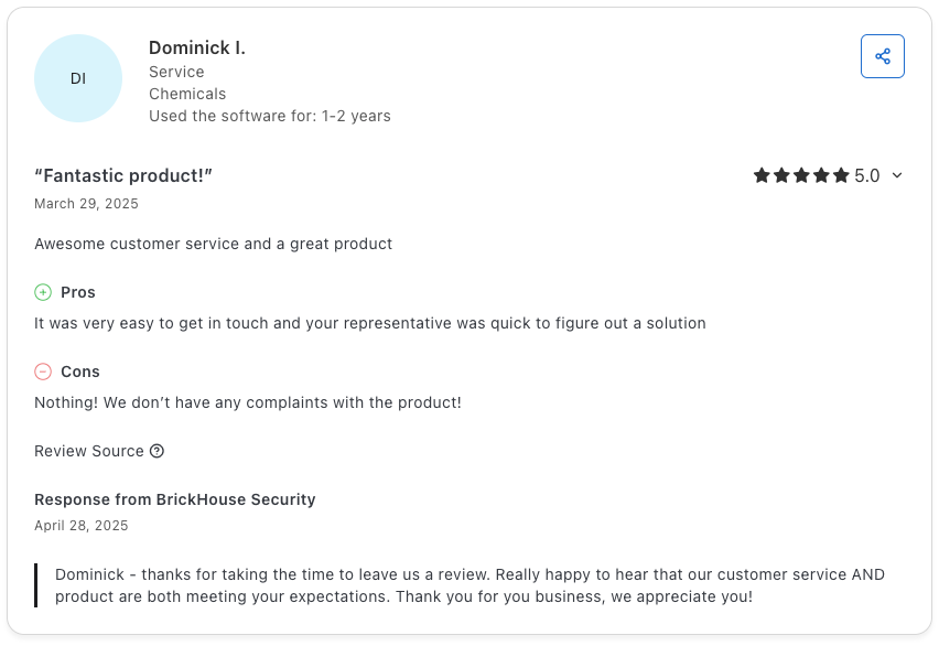 Nobody likes waiting for a support ticket reply.
At BrickHouse Security, we solve problems fast.
🎯 “Quick to figure out a solution”
🎯 “Easy to install, easy to use, great service”
🎯 “No complaints!”

Want to know what it’s like to get 5-star GPS service?brickhousesecurity.com/about-us/conta…
