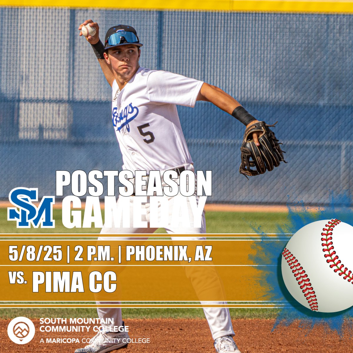 SMCC Athletics (@smcccougars) on Twitter photo POSTSEASON GAMEDAY! <a href="/SoMtnBaseball/">South Mountain Baseball</a> hosts Pima CC in game 1 of the <a href="/NJCAABaseball/">NJCAA Baseball</a> Region I Division II Championship Series at 2 p.m. at the #SMCC Baseball Field.
Info on parking, ticketing, concessions, etc.,: athletics.southmountaincc.edu/sports/bsb/202…
Free live stream: portal.stretchinternet.com/southmountainc… POSTSEASON GAMEDAY! <a href="/SoMtnBaseball/">South Mountain Baseball</a> hosts Pima CC in game 1 of the <a href="/NJCAABaseball/">NJCAA Baseball</a> Region I Division II Championship Series at 2 p.m. at the #SMCC Baseball Field.
Info on parking, ticketing, concessions, etc.,: athletics.southmountaincc.edu/sports/bsb/202…
Free live stream: portal.stretchinternet.com/southmountainc…