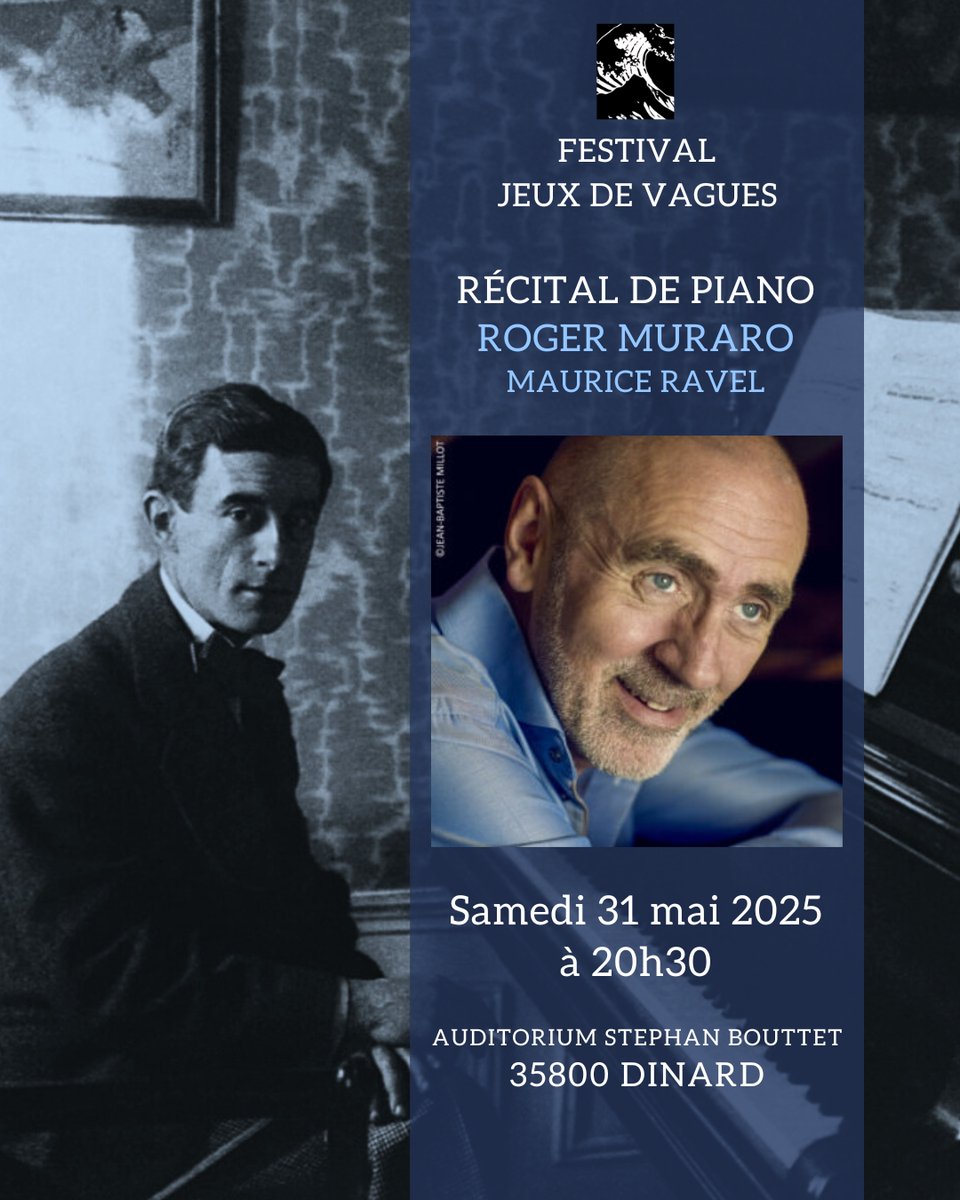 Roger Muraro (@rogermuraro) on Twitter photo RÉCITAL DE PIANO
Prochain #concert dans le cadre du Festival Jeux de Vagues, le samedi 31 mai 2025 à l'Auditorium Stephan Bouttet <a href="/Villededinard/">Ville de Dinard</a> #illeetvilaine
Programme : Maurice RAVEL
Réservation : festival-jeux-de-vagues.com/concert-3-rave… - #musiqueclassique <a href="/SaintMaloAgglo/">StMalo Agglomération</a> RÉCITAL DE PIANO
Prochain #concert dans le cadre du Festival Jeux de Vagues, le samedi 31 mai 2025 à l'Auditorium Stephan Bouttet <a href="/Villededinard/">Ville de Dinard</a> #illeetvilaine
Programme : Maurice RAVEL
Réservation : festival-jeux-de-vagues.com/concert-3-rave… - #musiqueclassique <a href="/SaintMaloAgglo/">StMalo Agglomération</a>