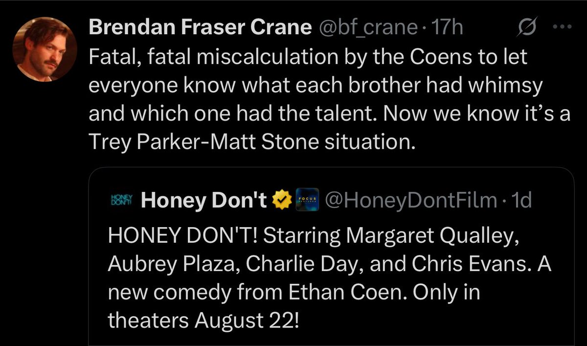 JedKingly's tweet image. Lotta fake coen fans outing themselves