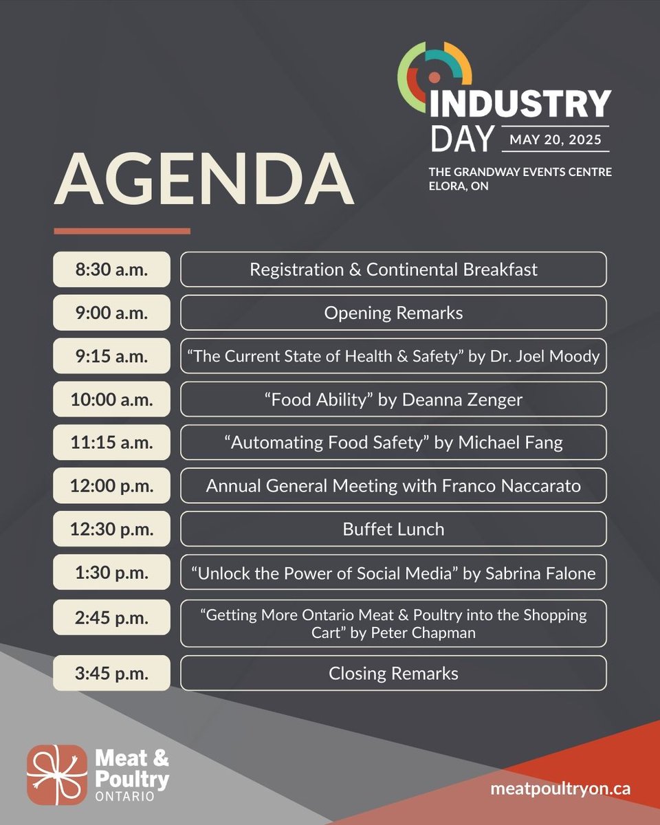Joining us for MPO’s #IndustryDay on May 20?

Enjoy expert speakers, networking, our AGM &amp; lunch, plus keynote <a href="/SKUFoodCanada/">SKUFood</a> ’s Peter Chapman on getting more Ontario meat into carts.

🎟️ Register: l8r.it/sz5a

#MPO #AgriBusiness

<a href="/FCCagriculture/">Farm Credit Canada</a> @Polytarproducts