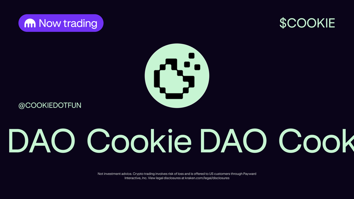 Kraken Exchange (@krakenfx) on Twitter photo πͺ $COOKIE <a href="/cookiedotfun/">Cookie DAO πͺ</a> is now available for trading on Kraken!
βοΈ Deposits and withdrawals are enabled
π Trading is now live!
Trade here ‡οΈ
p.k.xyz/9f1e/29fa263f
*Geographic restrictions apply πͺ $COOKIE <a href="/cookiedotfun/">Cookie DAO πͺ</a> is now available for trading on Kraken!
βοΈ Deposits and withdrawals are enabled
π Trading is now live!
Trade here ‡οΈ
p.k.xyz/9f1e/29fa263f
*Geographic restrictions apply