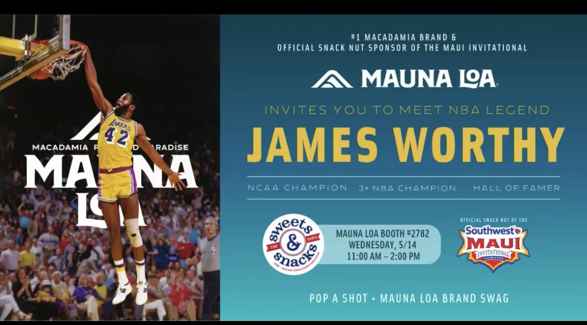 James Worthy (@jamesworthy42) on Twitter photo If you’re in Indianapolis for the National Confectioners Association Sweets & Snacks Expo next week - come join us at the <a href="/MaunaLoaMacNut/">Mauna Loa</a> booth #2782 - Wed 5/14 11am- 2pm
<a href="/HawaiianHost/">Hawaiian Host</a> <a href="/HawaiianHostInc/">Hawaiian Host</a>
#chocolate #macadamia
#MauiInvitational <a href="/CandyUSA/">National Confectioners Association</a> <a href="/MauiInv/">Southwest Maui Invitational</a> If you’re in Indianapolis for the National Confectioners Association Sweets & Snacks Expo next week - come join us at the <a href="/MaunaLoaMacNut/">Mauna Loa</a> booth #2782 - Wed 5/14 11am- 2pm
<a href="/HawaiianHost/">Hawaiian Host</a> <a href="/HawaiianHostInc/">Hawaiian Host</a>
#chocolate #macadamia
#MauiInvitational <a href="/CandyUSA/">National Confectioners Association</a> <a href="/MauiInv/">Southwest Maui Invitational</a>