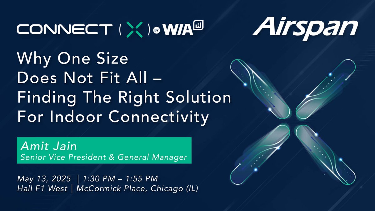 Airspan Networks (@airspannetworks) on Twitter photo Join Amit Jain, SVP & GM at Airspan, at <a href="/ConnectX_USA/">Connectx_usa</a> for āWhy One Size Does Not Fit All ā Finding the Right Solution for Indoor Connectivity.ā A quick dive into scalable, multi-operator #InBuildingConnectivity.
š Hall F1 West | š May 13 | š 1:30 PM
#ConnectX25 Join Amit Jain, SVP & GM at Airspan, at <a href="/ConnectX_USA/">Connectx_usa</a> for āWhy One Size Does Not Fit All ā Finding the Right Solution for Indoor Connectivity.ā A quick dive into scalable, multi-operator #InBuildingConnectivity.
š Hall F1 West | š May 13 | š 1:30 PM
#ConnectX25