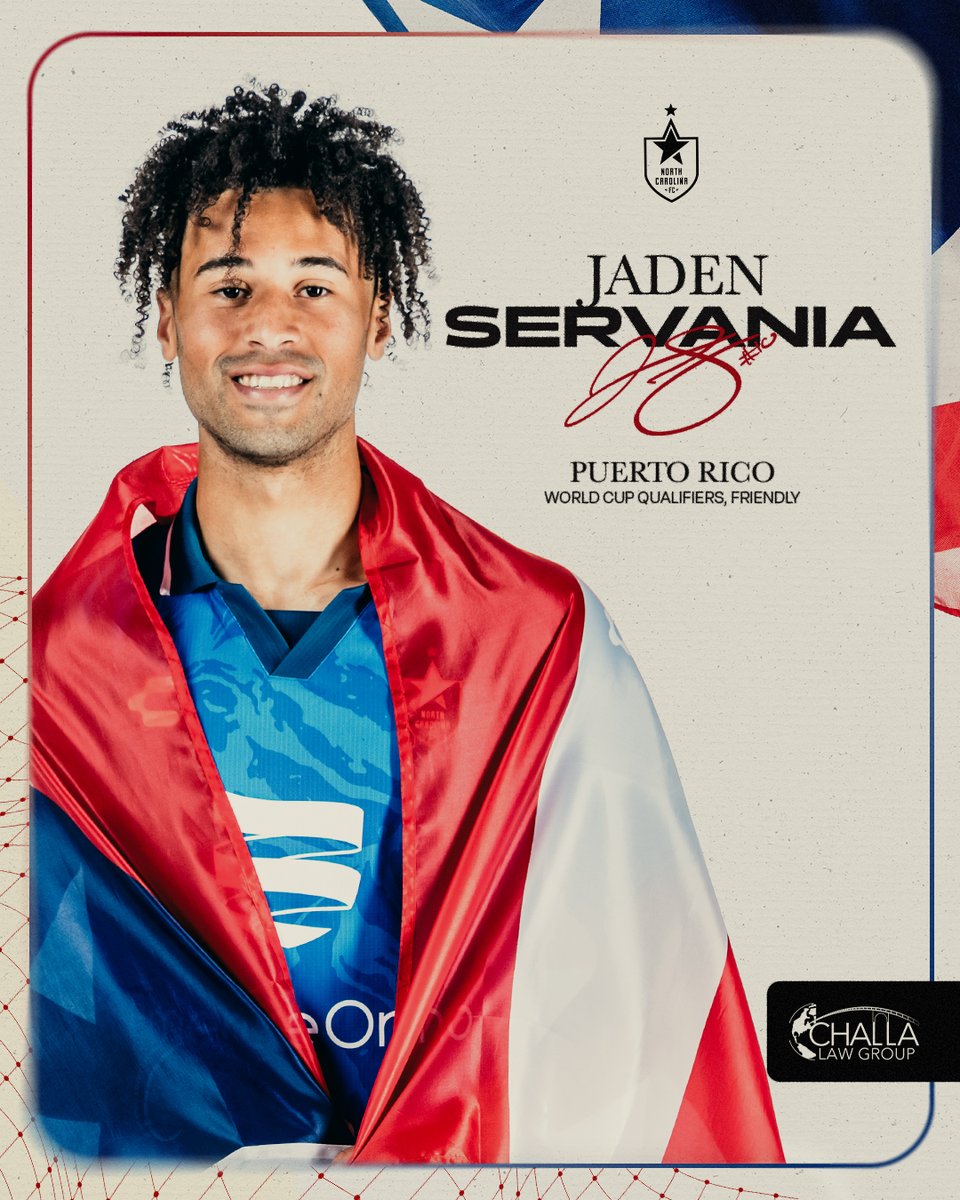 North Carolina FC (@northcarolinafc) on Twitter photo Incoming call from 🇵🇷📞
<a href="/JadenServania/">Jaden Servania</a> joins <a href="/FPFPuertoRico/">Federación Puertorriqueña de Fútbol ⚽️🇵🇷</a> for an international friendly and World Cup Qualifiers!
📰: northcarolinafc.com/news/2025/05/0… Incoming call from 🇵🇷📞
<a href="/JadenServania/">Jaden Servania</a> joins <a href="/FPFPuertoRico/">Federación Puertorriqueña de Fútbol ⚽️🇵🇷</a> for an international friendly and World Cup Qualifiers!
📰: northcarolinafc.com/news/2025/05/0…