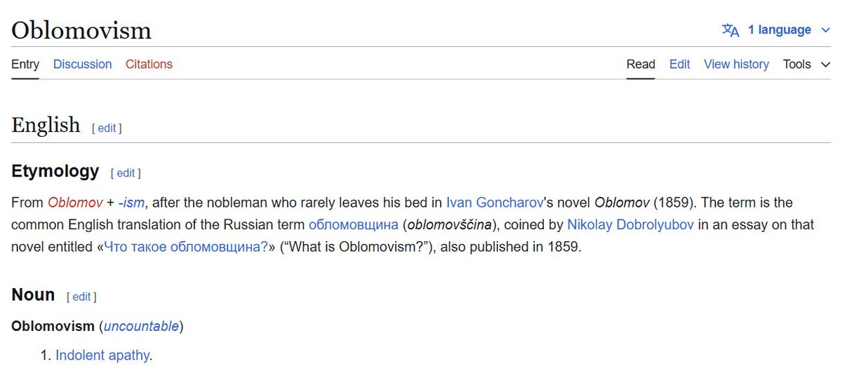 Word of the Day: Oblomovism