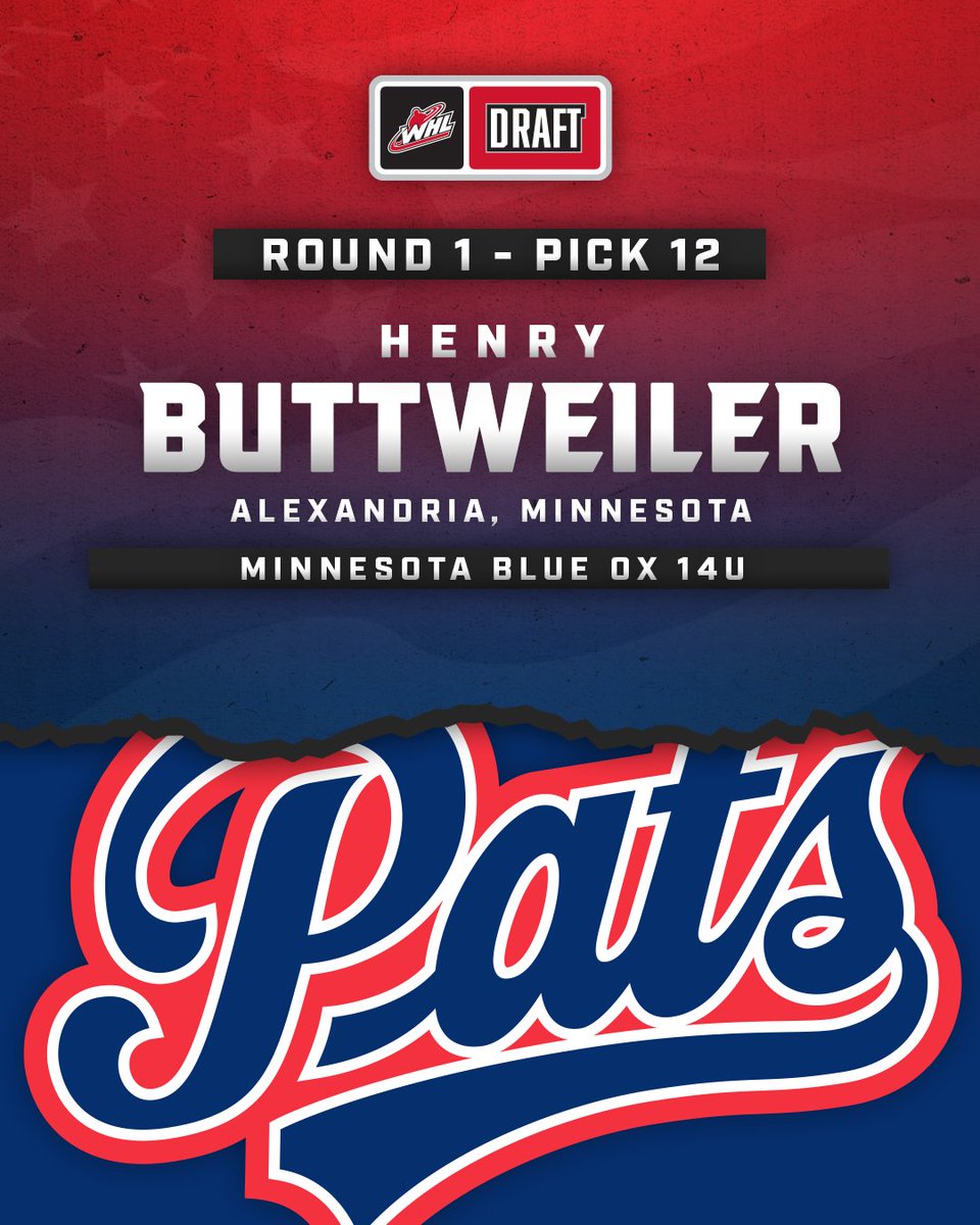 TheWHL's tweet photo. With the 12th-overall selection in the 2025 WHL U.S. Priority Draft, the @WHLPats select Henry Buttweiler from the Minnesota Blue Ox 14U. #WHLDraft https://t.co/v0Nccn3Gj9