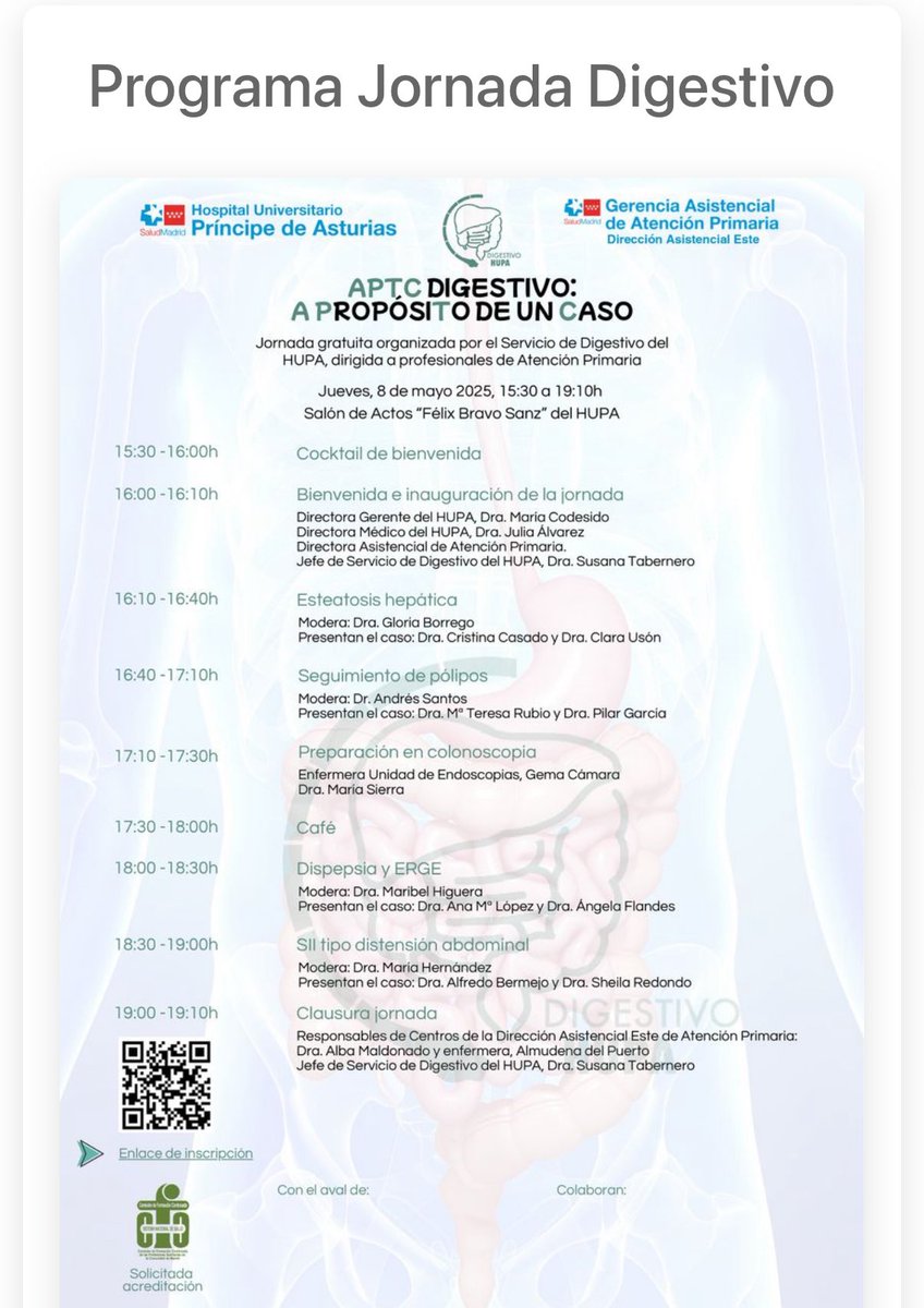 DigestivoHUPA's tweet photo. Es hoy es hoy!!! 🛎️🛎️🛎️Jornada de colaboración entre Medicina de Familia y Aparato Digestivo HUPA. https://t.co/xBbdRiuufl