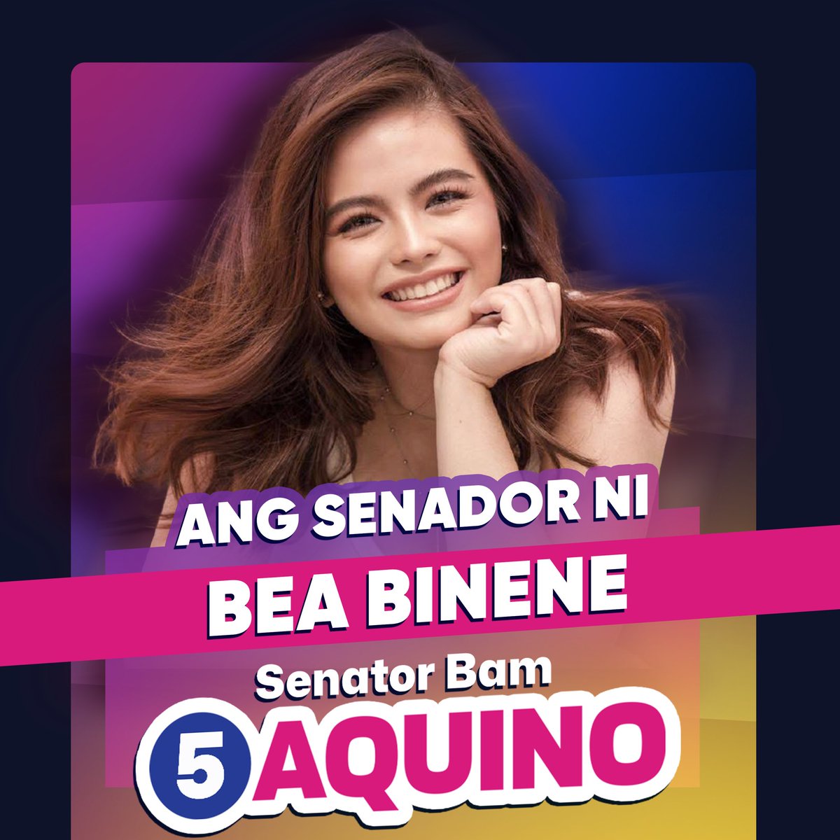 bamaquino's tweet photo. Ang sigaw ng mga Pilipino: “IBALIK SA SENADO SI BAM AQUINO!”

Ang Senador ng bawat Pilipino ay Senador din nina Vice Ganda, Bea Binene, James Reid, Bianca Gonzalez, Elijah Canlas, Janine Gutierrez, Pokwang, Sharlene San Pedro, at Kiefer Ravena — SENATOR BAM AQUINO!

TANDAAN SA BALOTA: #5 AQUINO, BAM! Ipanalo natin ‘to! 🇵🇭

#5AquinoBam 
#BamAquinoSaSenado 🇵🇭