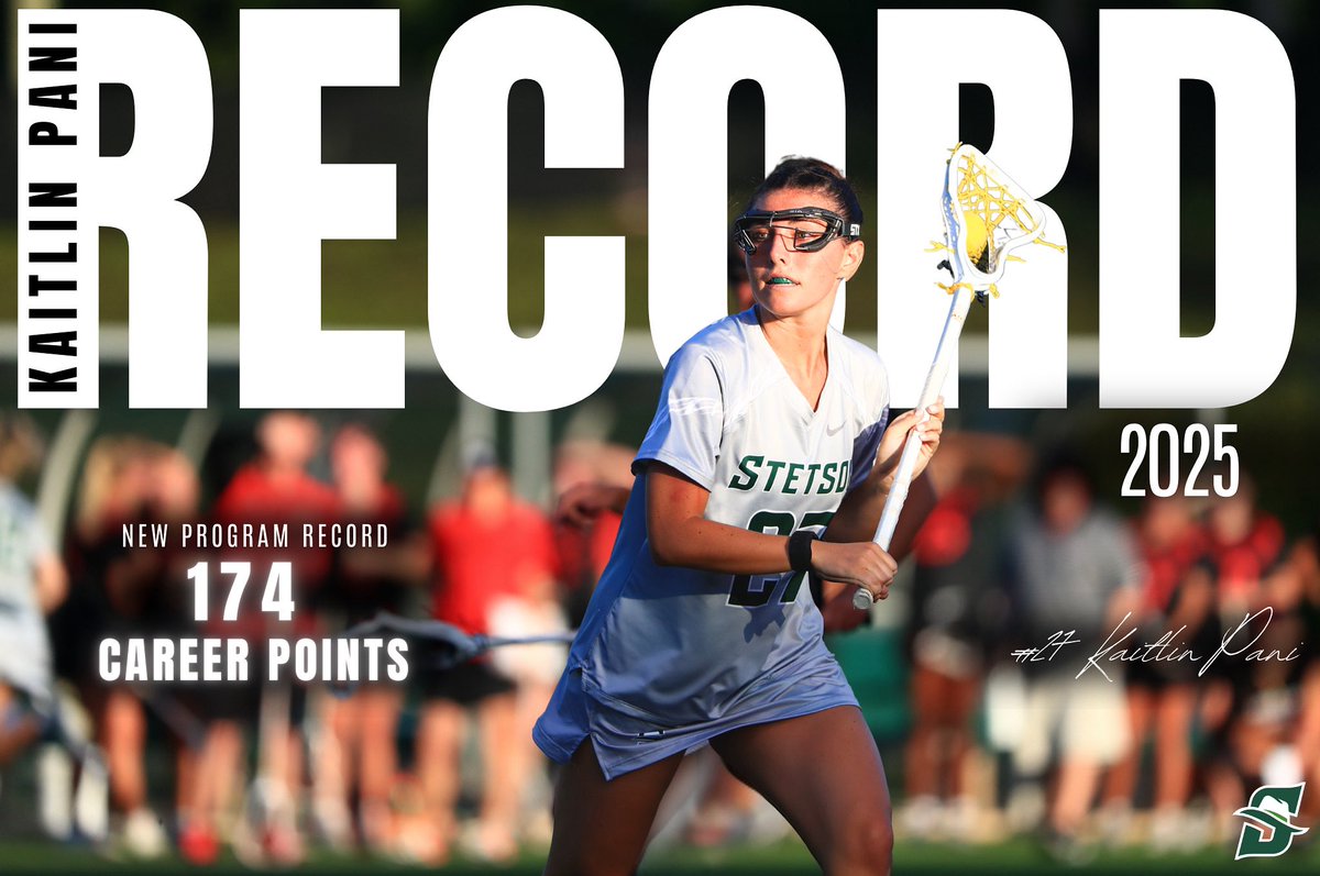StetsonLacrosse's tweet image. Shout Out to Senior Captain, Kaitlin Pani, Setting a New Program Record of 174 Career Point!