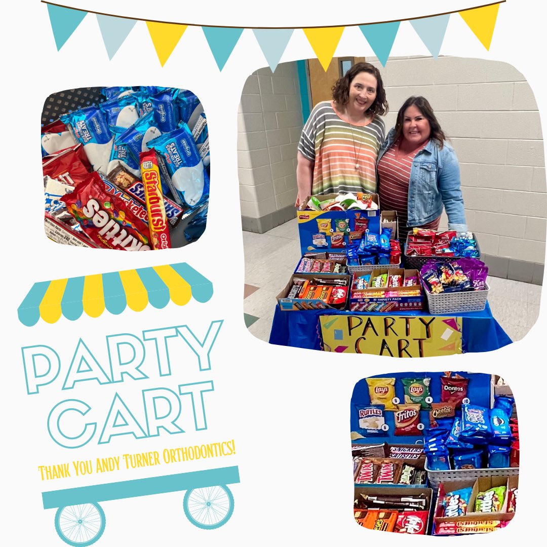 Thank you @andyturnerortho for sponsoring the party cart of treats for staff today! #allotts #lottspto #andyturnerorthodontics #countdowntosummer