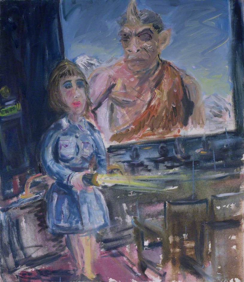 Scottish artist Henry Kondracki often painted remembered images from his past 🖼️

This painting, 'The Usherette, Beauty and the Beast’,  shows a cinema girl – Beauty – standing in front of the Beast. The Beast is a monster from the cult film 'Clash of the Titans'.