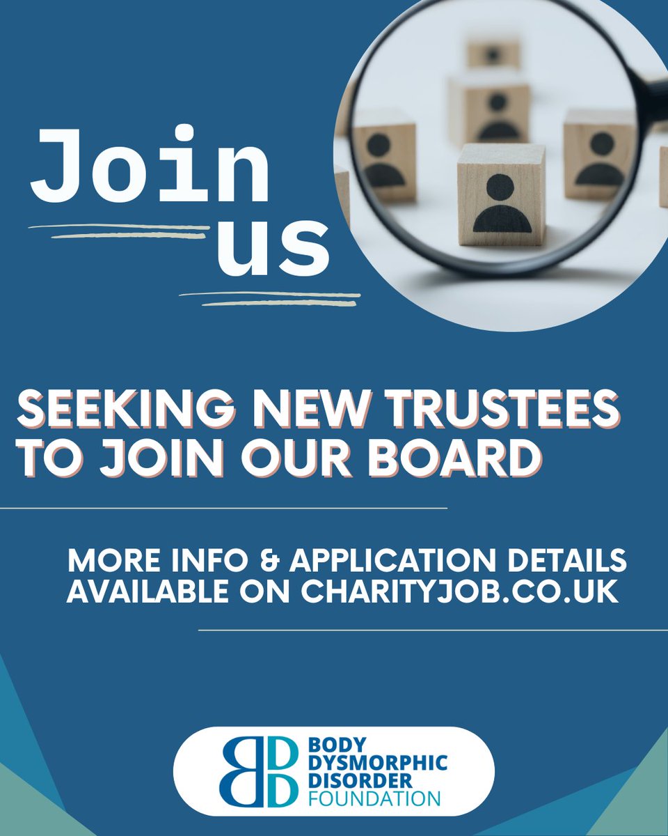 We’re recruiting new Trustees to join the BDD Foundation’s Board, and we’d love to hear from passionate individuals who want to help shape the future of our charity.

🔍 Find the role profiles and apply now via our listing on CharityJob - charityjob.co.uk/volunteer-jobs…