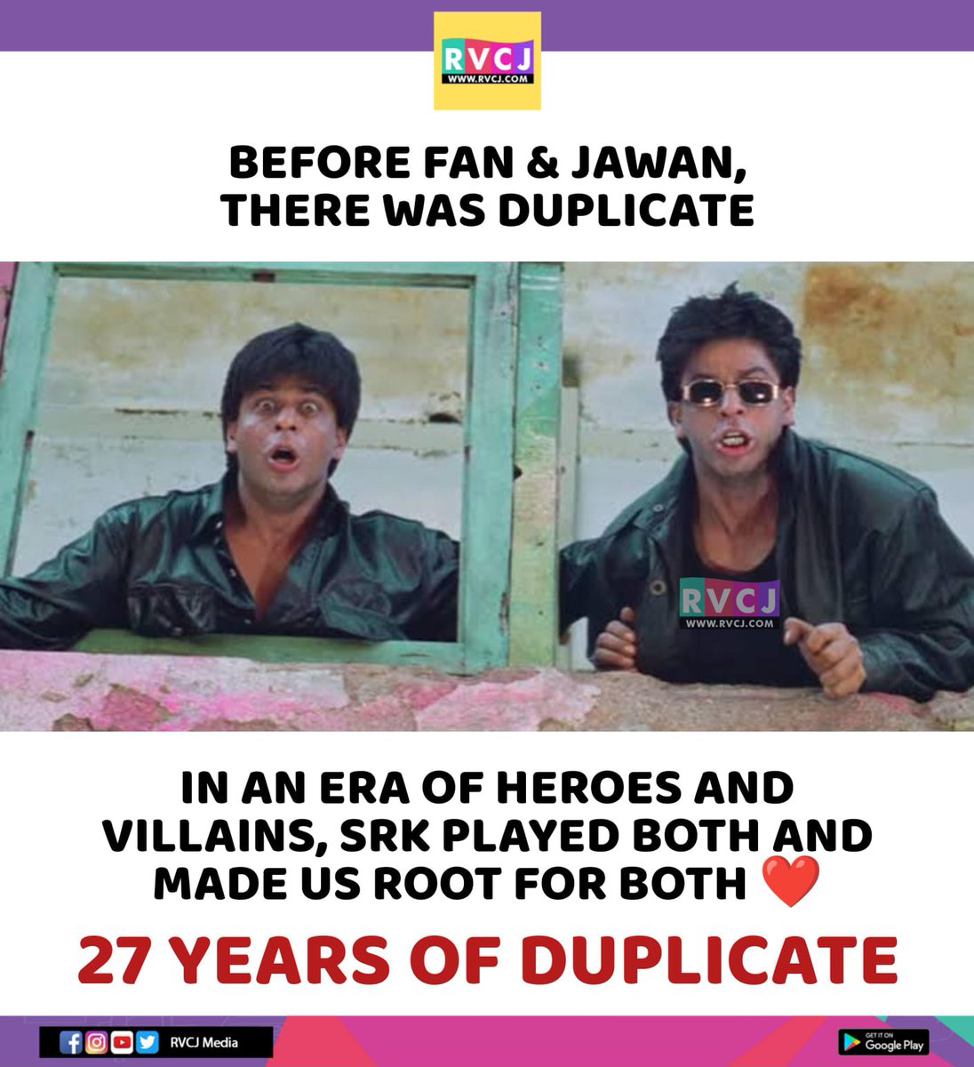 rvcjmovies's tweet image. 27 years of Duplicate
@iamsrk
#shahrukhkhan #duplicate