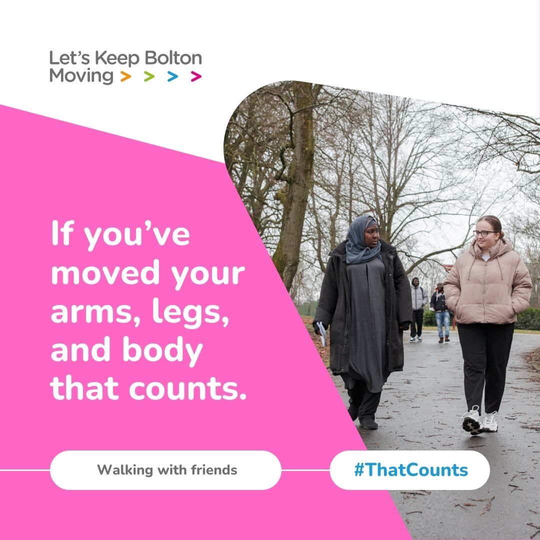 Bolton’s got paths. You've got shoes. Meet a mate at Doffcocker or Seven Acres and reset your head.
letskeepboltonmoving.co.uk/understand.php

#MentalHealthAwarenessWeek
#Letskeepbotlonmoving