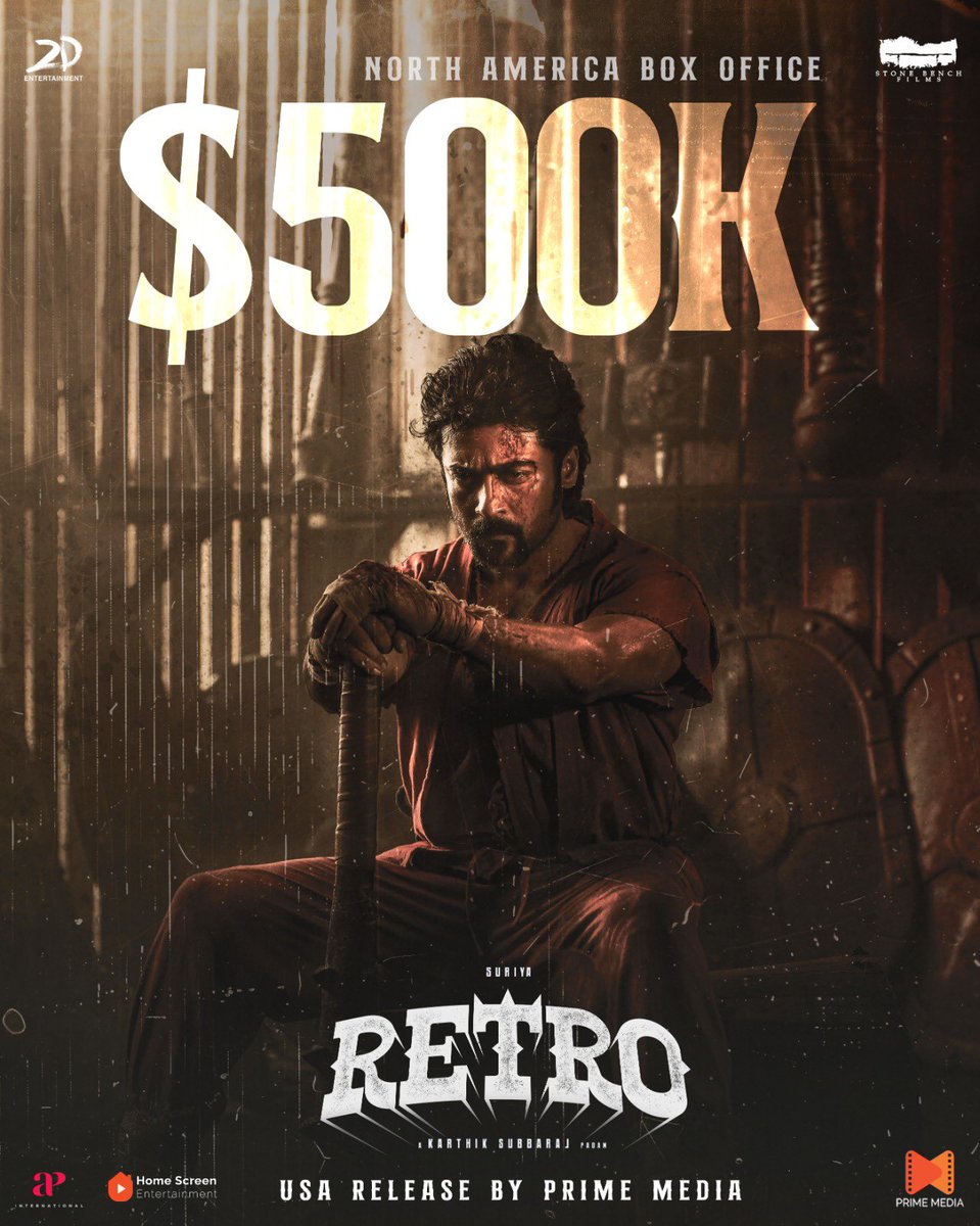 PrimeMedia (@primemediaus) on Twitter photo #Retro crossed $500K in North America
Week 2 continued in major cities with all passes enabled
#LoveLaughterWar #Suriya #Poojahedge #KarthikSubbaraj <a href="/homescreenent/">Home Screen Entertainment</a> <a href="/APIfilms/">AP International</a> #Retro crossed $500K in North America
Week 2 continued in major cities with all passes enabled
#LoveLaughterWar #Suriya #Poojahedge #KarthikSubbaraj <a href="/homescreenent/">Home Screen Entertainment</a> <a href="/APIfilms/">AP International</a>