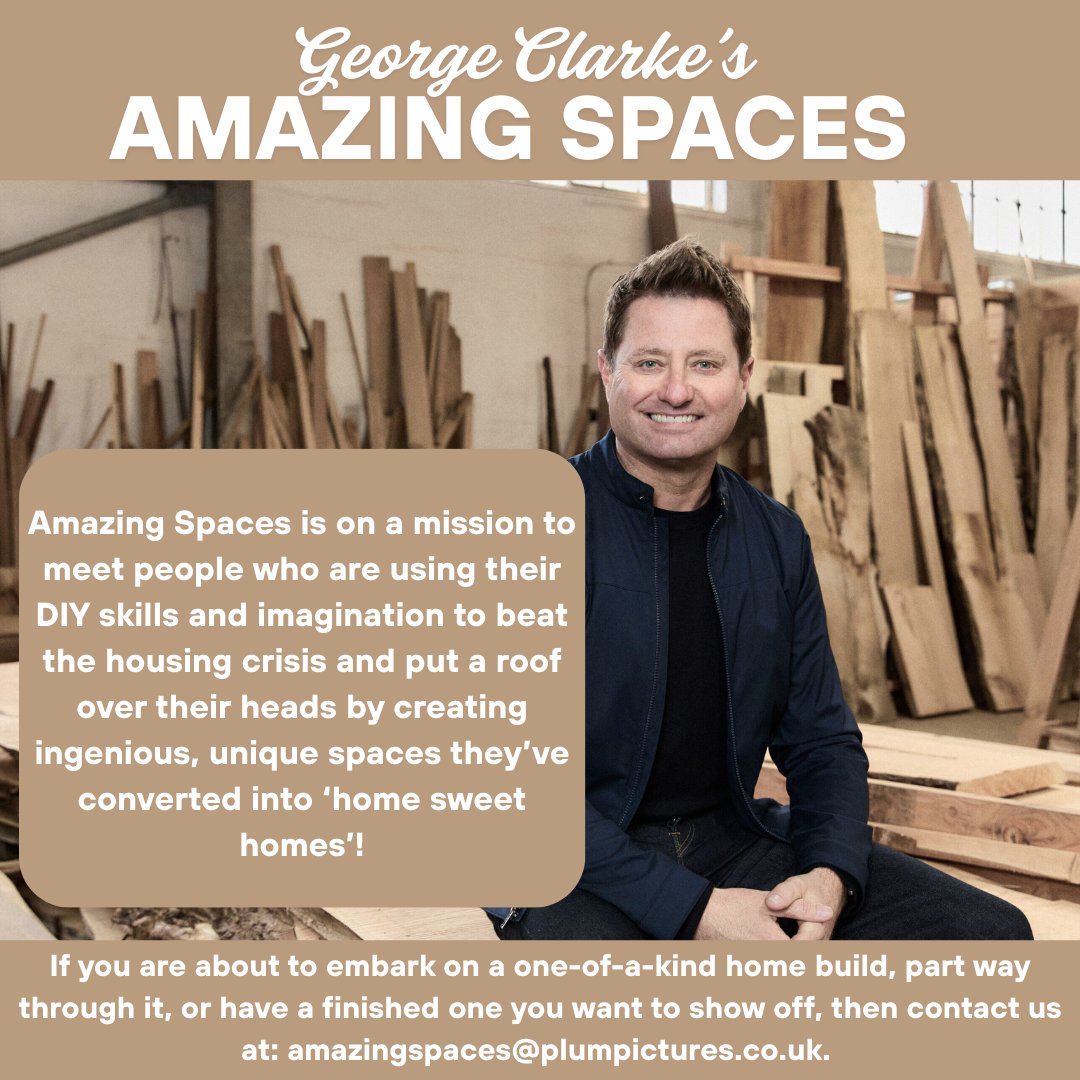 Amazing Spaces (@gcamazingspaces) on Twitter photo It's happening folks! @gcamazingspaces is coming back for Series 14!❤️We want to meet people using their DIY skills & imagination to beat the housing crisis by converting ingenious spaces into homes! amazingspaces@plumpictures.co.uk <a href="/MrGeorgeClarke/">George Clarke</a> It's happening folks! @gcamazingspaces is coming back for Series 14!❤️We want to meet people using their DIY skills & imagination to beat the housing crisis by converting ingenious spaces into homes! amazingspaces@plumpictures.co.uk <a href="/MrGeorgeClarke/">George Clarke</a>