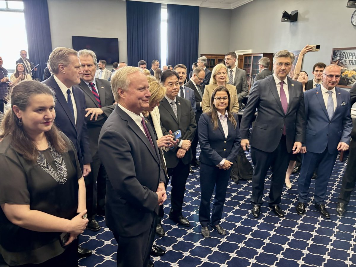 Photo from our Congressional Croatian Caucus event; pleased w-the VIPs who came to meet PM Andrej Plenkovic; 7 Members of Congress inc. Chairs-David Joyce (R-OH), Nanette Barragan (D-CA)-Vice Chairs: Claudia Tenney (R-NY), Ted Lieu (D-CA)- Mike Turner, Joe Wilson, Nick Begich!