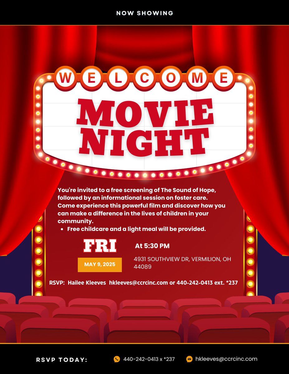 ccresourcectr's tweet image. 🎬 FREE Movie Night!
Join us for The Sound of Hope: 
The Story of Possum Trot + a foster care info session!
📅 May 9 | 🕠 5:30 PM
📍 Vermilion First Assembly of God
🍽️ Light meal &amp;amp; childcare provided!
RSVP: HKleeves@ccrcinc.com | (440) 242-0413 x *237