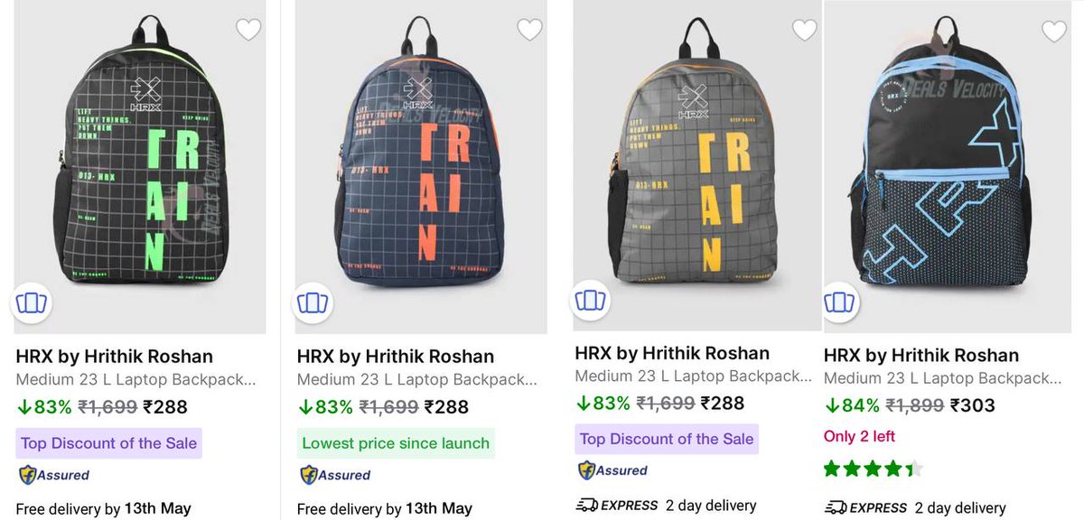dealsvelocity's tweet image. 🚨 GRAB NOW 🚨

HRX Backpacks 🎒 Starting at just ₹288!

🔥 Upto 86% Off – Limited Time Deal 🔥

🛍️ Hurry: ibit.ly/uAVw_

#HRX #BackpackDeal #LootOffer #OnlineShopping #BudgetBuy #DealAlert #FlipkartDeals #MensStyle