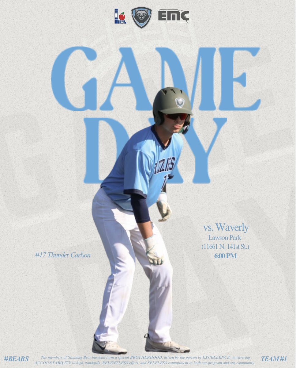 GAME #25
🆚 Waverly
📍 Lawson Park
⌚️ 6:00 PM
🏆 District B-4
📸 Rhiannon Jensen

#BEARS   |  Team #1