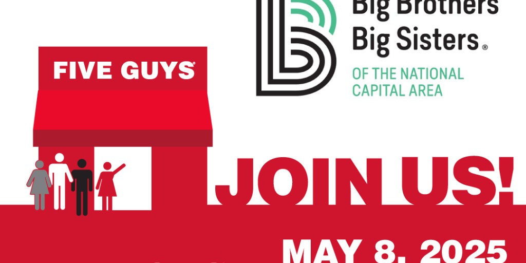 Join us for #NationalHaveaCokeDay! 🥤

Stop by any <a href="/FiveGuys/">Five Guys</a> in the #DMV from 5 PM—9 PM and enjoy a burger that makes a difference! 
— 
20% of your meal will help us empower our youth through meaningful #mentorshipprograms. Plus, #CocaCola will match donations up to $5,000!