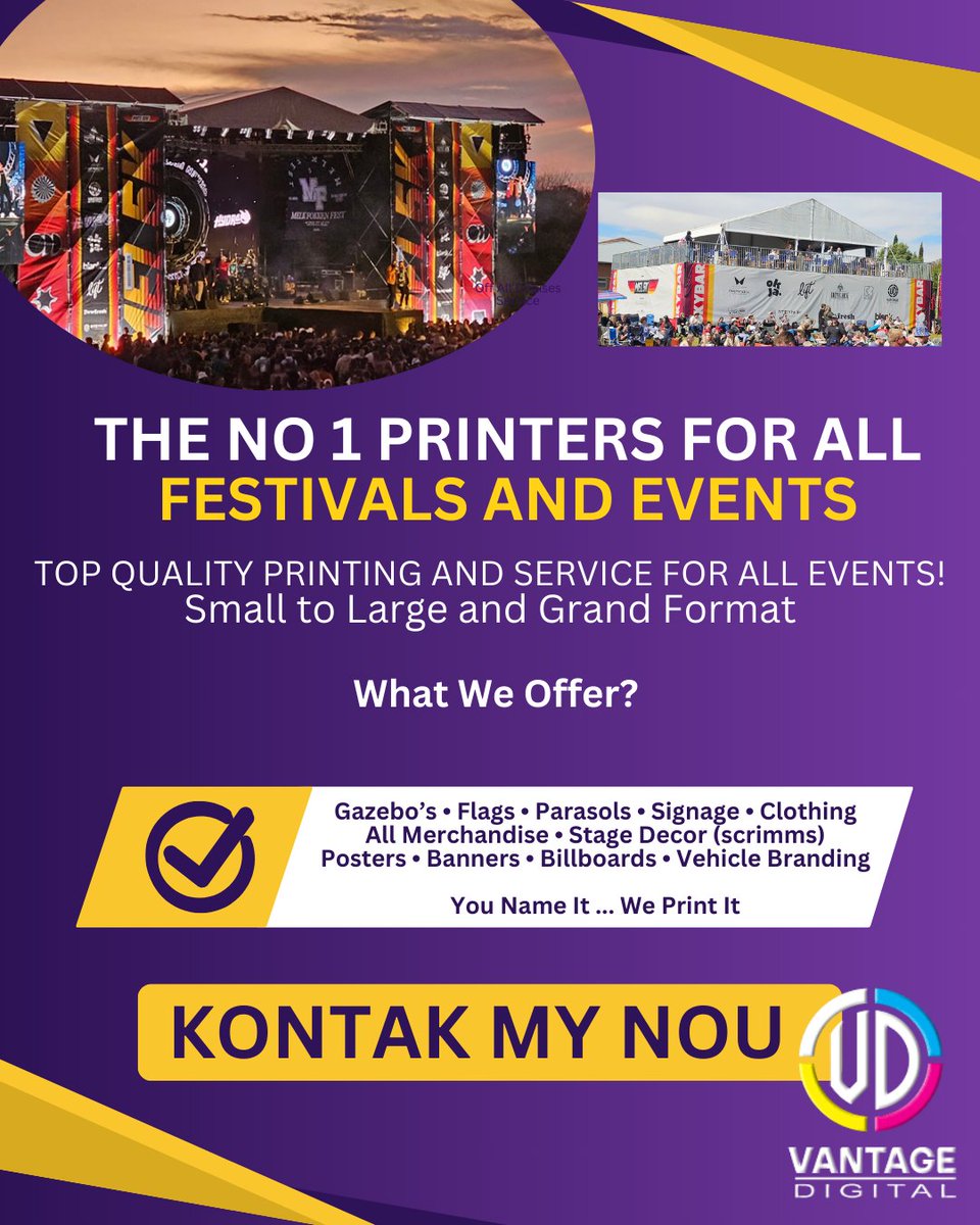 Entertainment & Event Factory (@eefact) on Twitter photo ONS KAN FEES OMSKEP IN 'N FEES VIR DIE OOG!! Jy opsoek na merch, branding, banners, verhoog decor, gazebos, sambrele of wat ook al vir jou fees? Vir die beste in drukwerk kwaliteit en sakpas pryse epos my nou by rex@v-digital.co.za ONS KAN FEES OMSKEP IN 'N FEES VIR DIE OOG!! Jy opsoek na merch, branding, banners, verhoog decor, gazebos, sambrele of wat ook al vir jou fees? Vir die beste in drukwerk kwaliteit en sakpas pryse epos my nou by rex@v-digital.co.za
