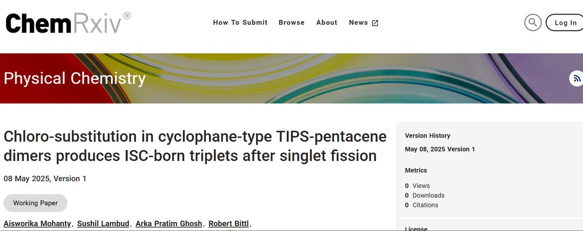 Latest on Singlet Fission (SF): We discover that SF can drive ISC born triplets which contaminate the SF Quantum yields. BIG Congratulations to <a href="/MAisworika/">Aisworika Mohanty</a> Sushil, Arka, Sandeep More from <a href="/ICTMumbai1933/">Institute of Chemical Technology</a> Naitik Panjwani, Robert Bittl <a href="/kalishankar4/">Kalishankar Bhattacharyya</a>  go.shr.lc/436GWpc