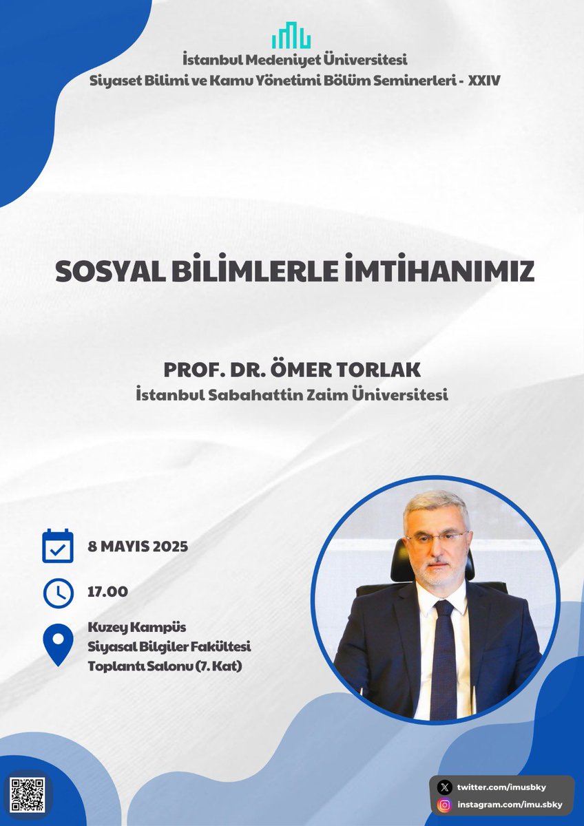 Siyasal Bilimi ve Kamu Yönetimi Bölüm Semineri, 8 Mayıs 2025 Perşembe günü Siyasal Bilgiler Fakültesi 7. Katta yer alan Toplantı Salonu’nda saat 17.00’da gerçekleştirilecektir. 

İlgililerin katılımını bekleriz.