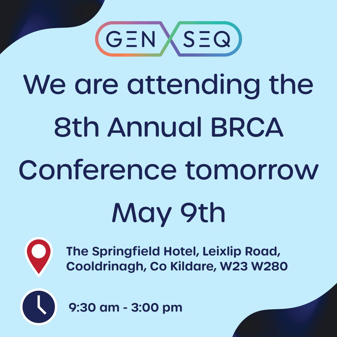 We’re excited to be attending The 8th Annual BRCA Conference tomorrow! Come visit us to learn more about our hereditary cancer genetic testing services.  

#mariekeatingfoundation #irishcancersociety #AnnualBRCAConference #BRCAConference #Genseq #genetictesting #BRCA